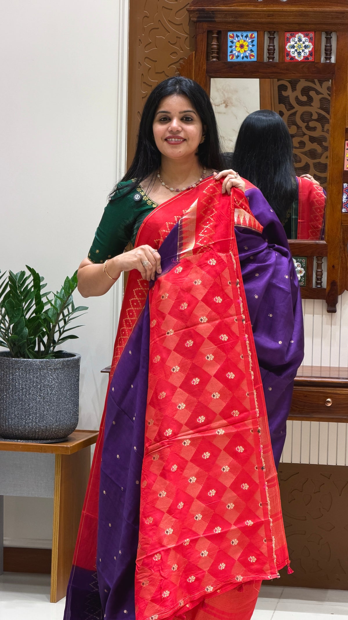 TUSSER CREPE SILK SAREE  SUV6089-PURPLE