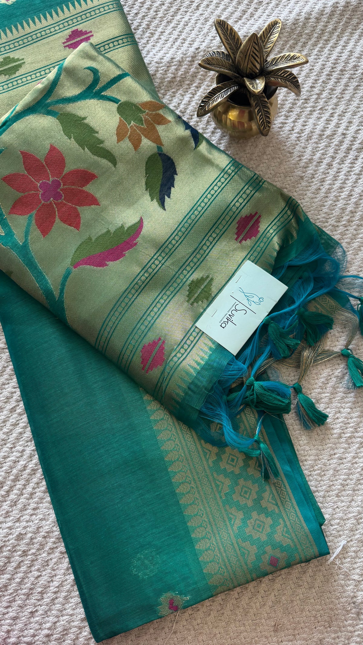 TUSSER COTTON SAREE SUV5957-RAMABLUE