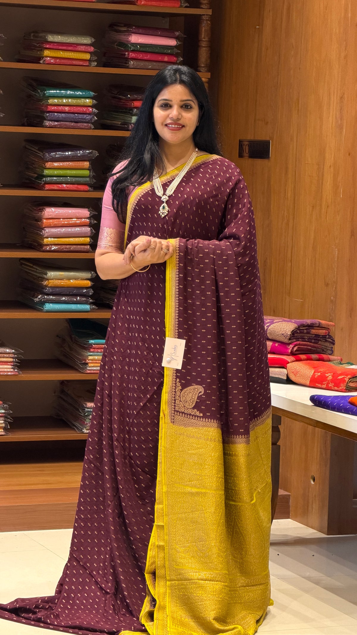 PURE CREPE SILK SAREE PSM56-COFFEEBROWN