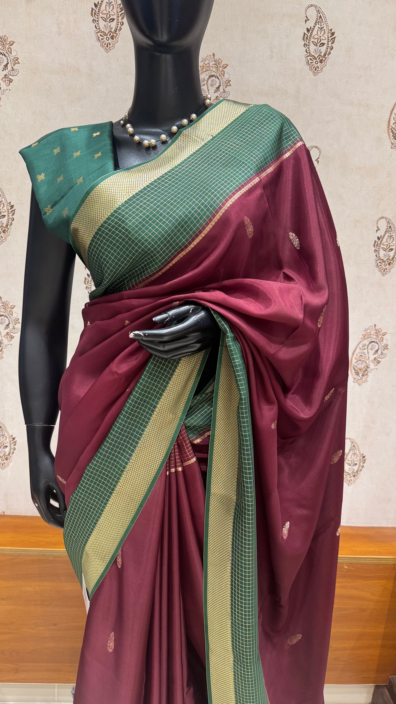 MYSORE CREPE SILK SAREE SUV5601-WINE