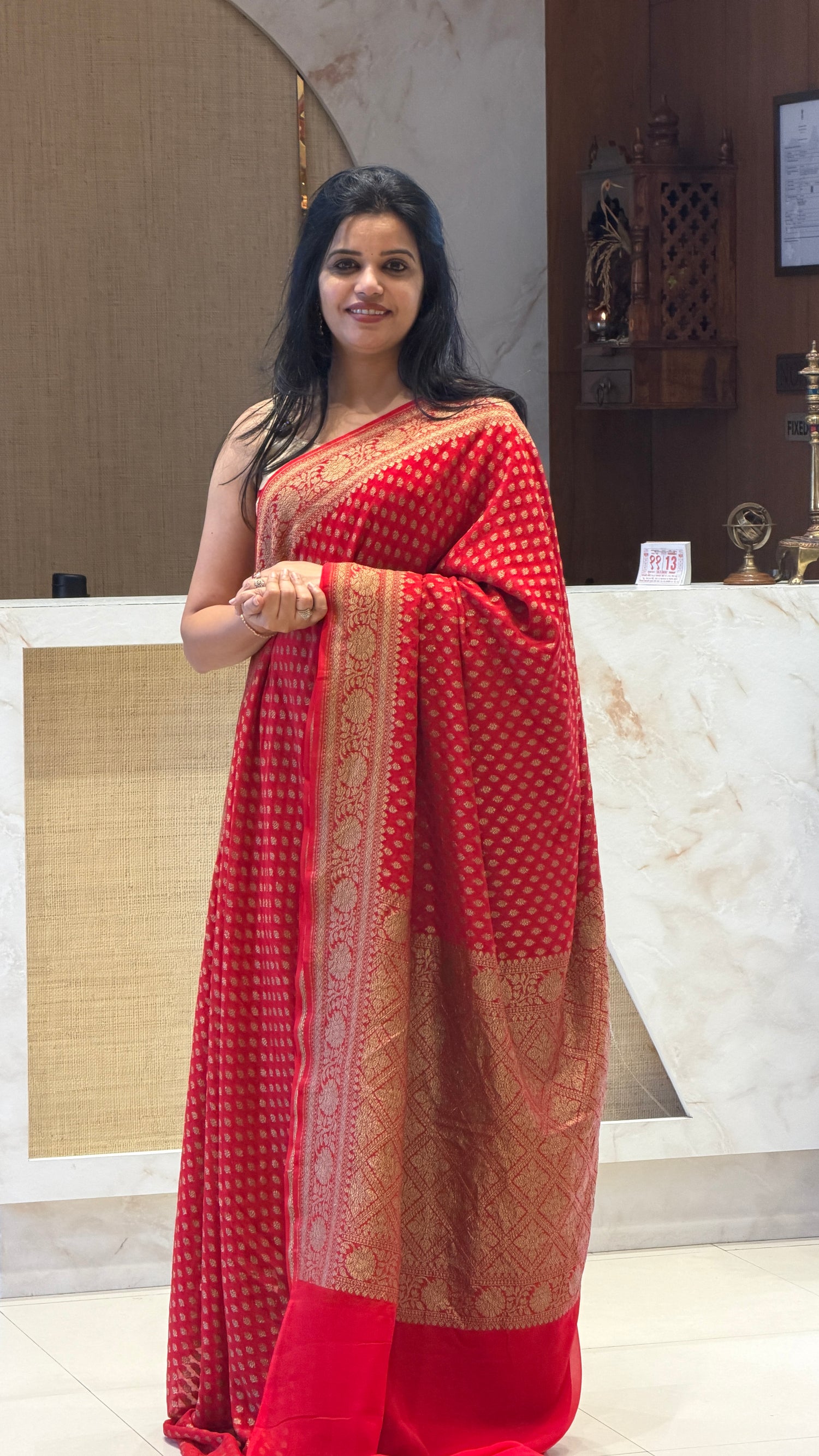 SUV306 - RED PURE GEORGETTE SAREE