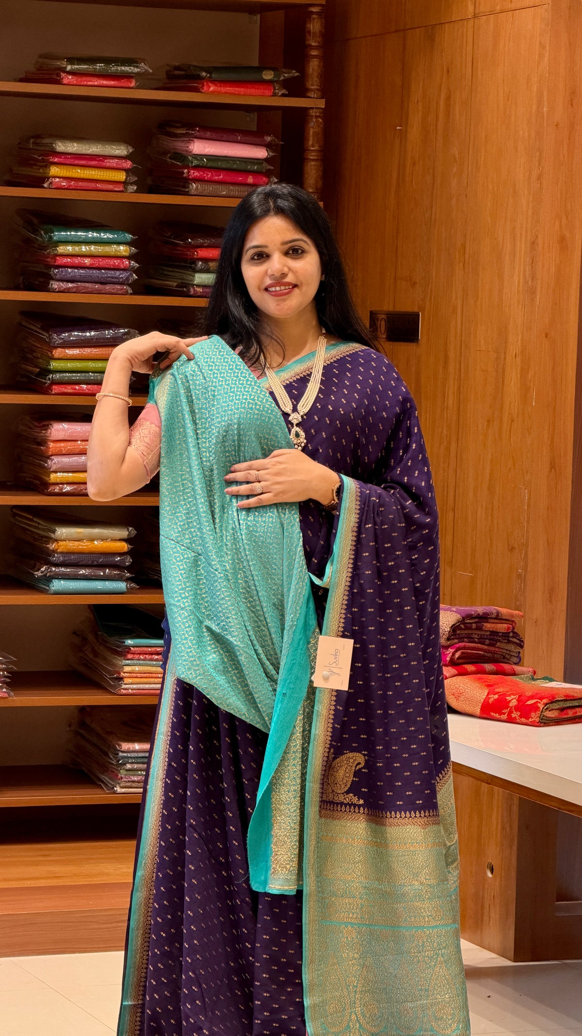 PURE CREPE SILK SAREE PSM56-NAVYBLUE