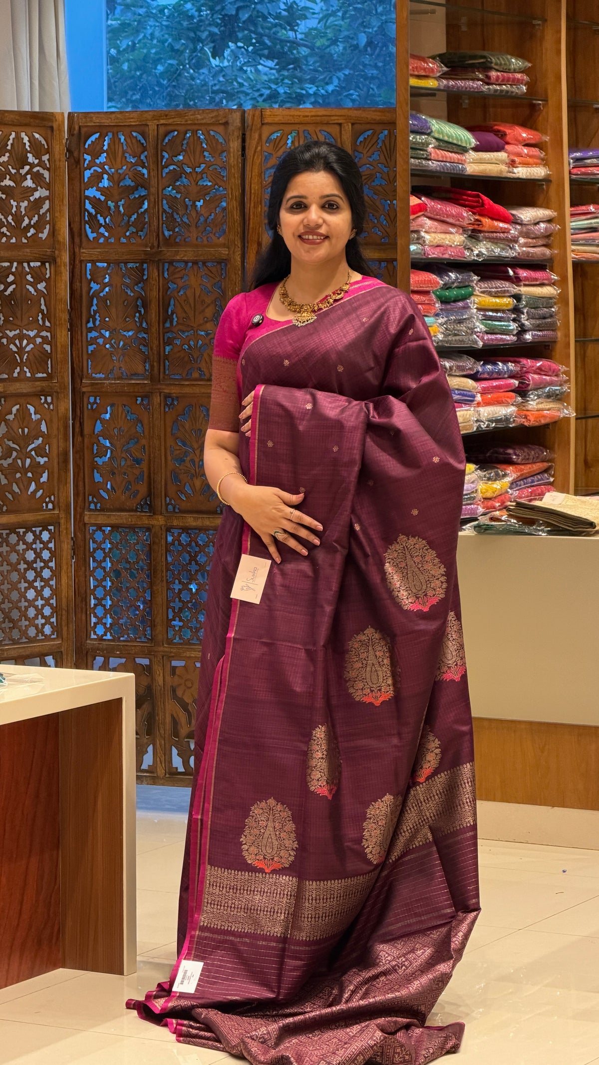 PURE BANARASI DUPION SILK PSJV375-WINE