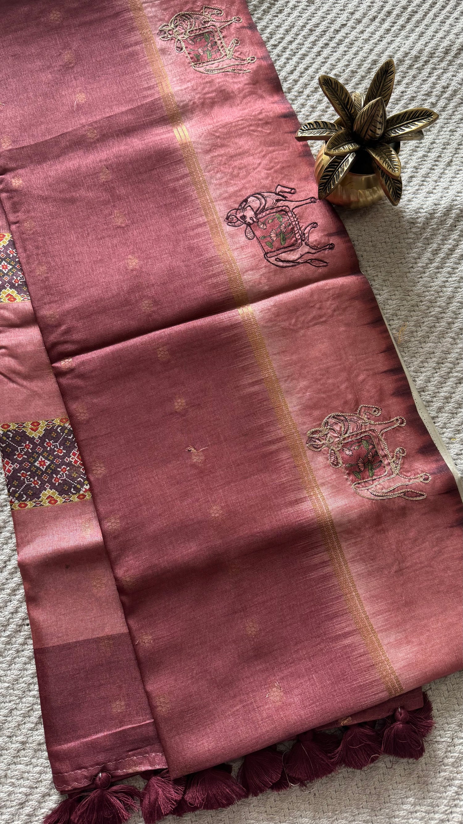 TUSSER SILK SAREE SUV5576-MAROON