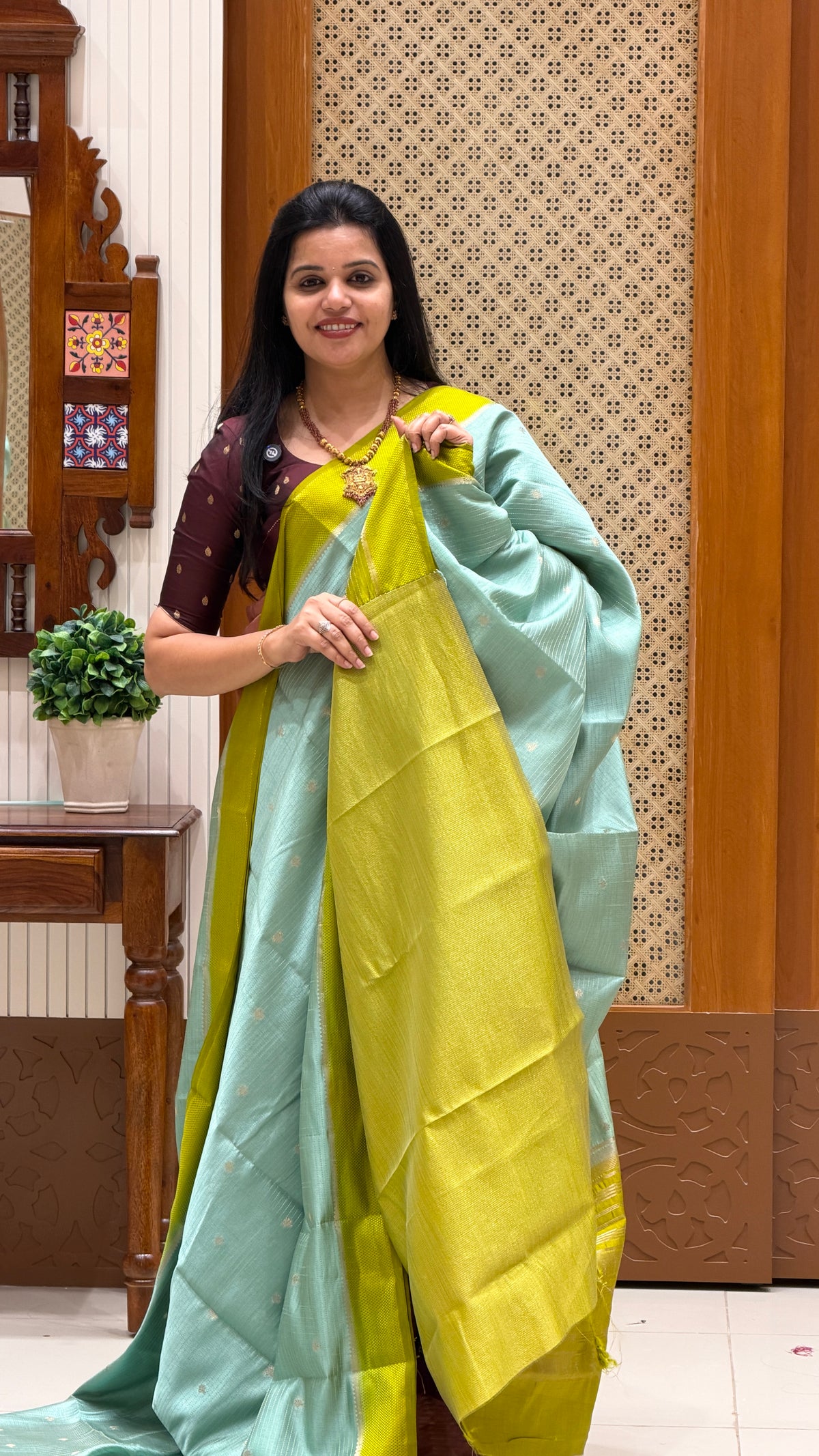 TUSSER SILK SAREE  SUV5859-SEAGREEN