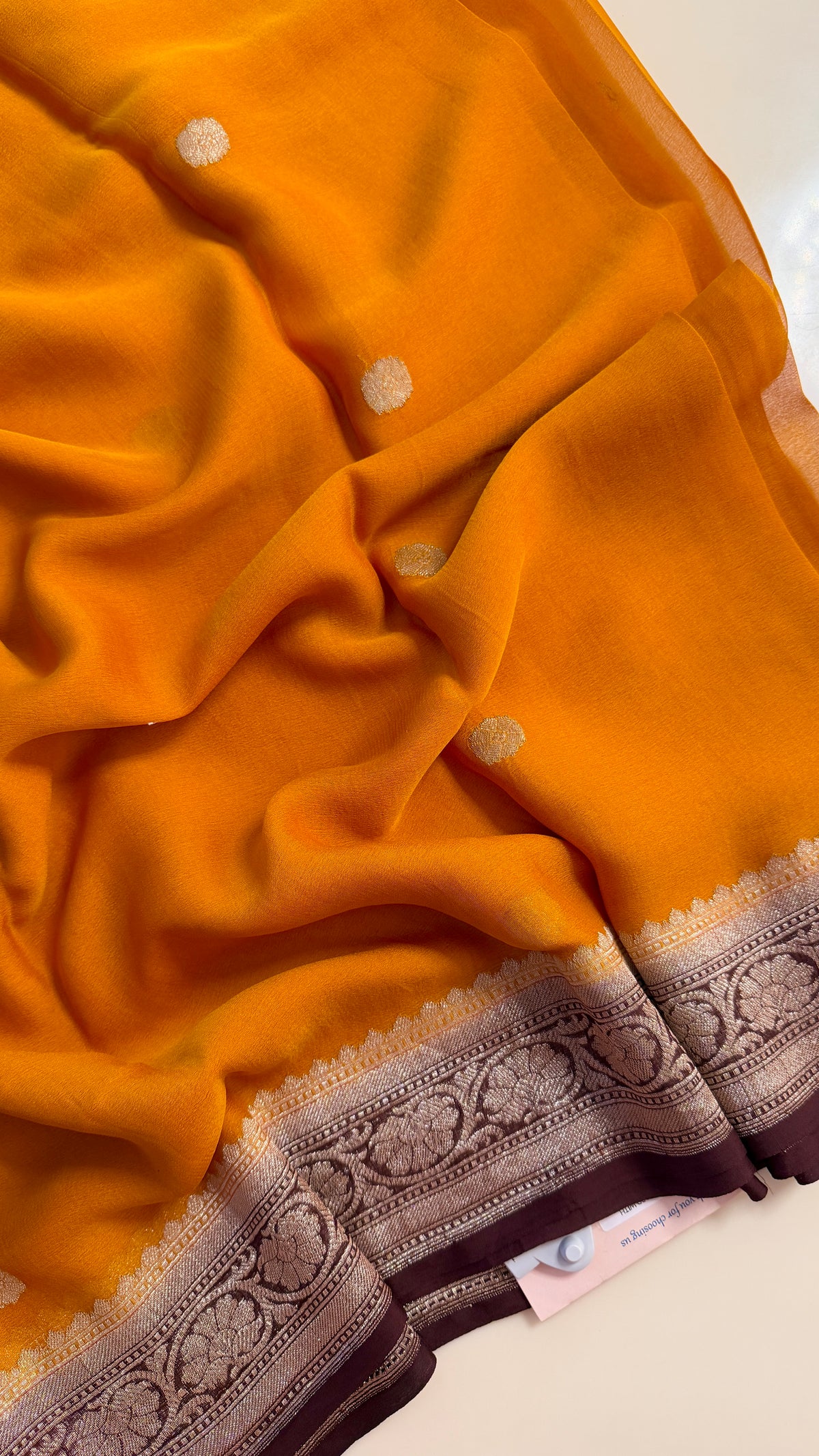 PURE CHIFFON PSB238-MUSTARD WITH COFFEEBROWN