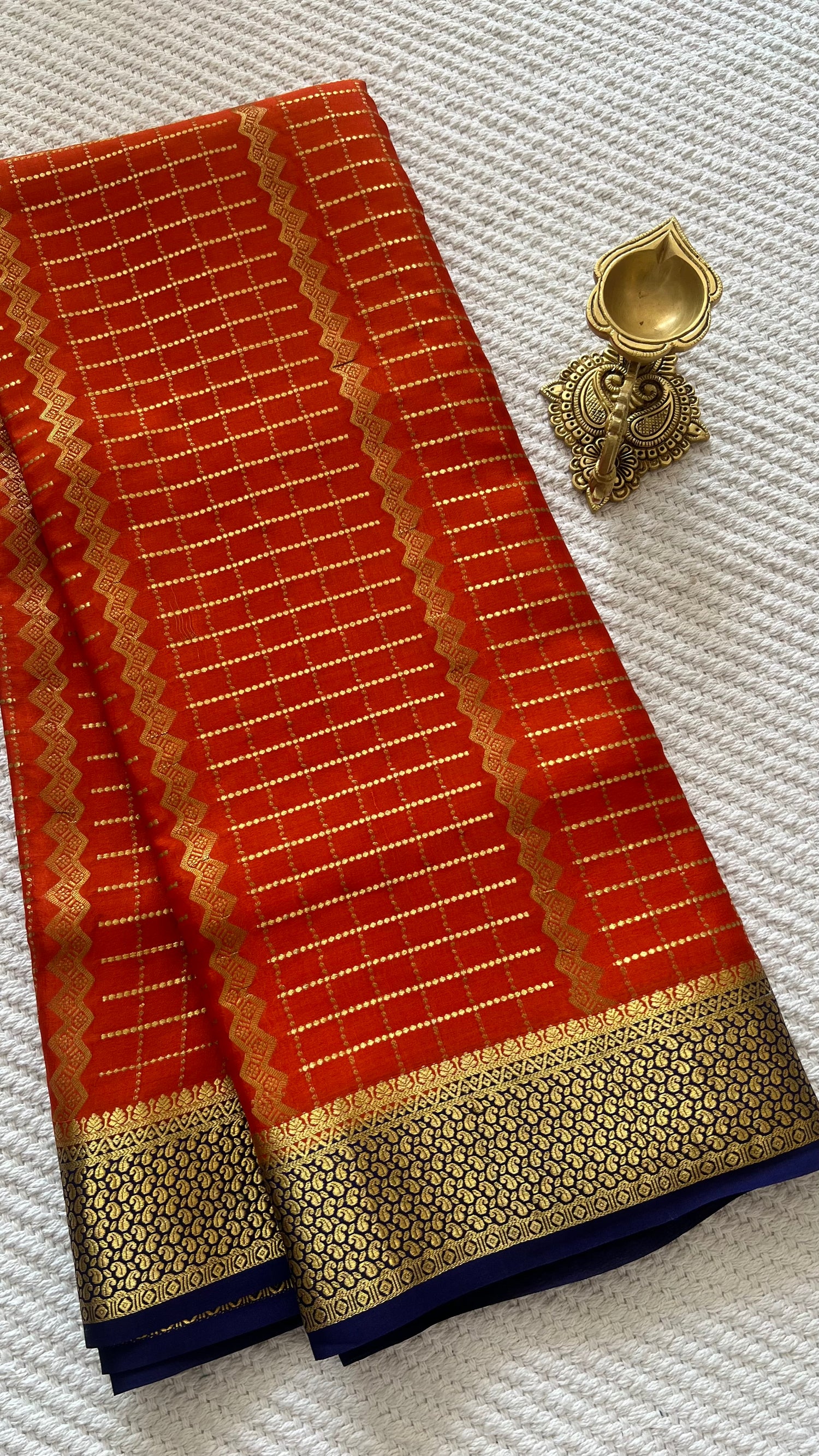 PSUV283-ORANGE PURE MYSORE SILK SAREE