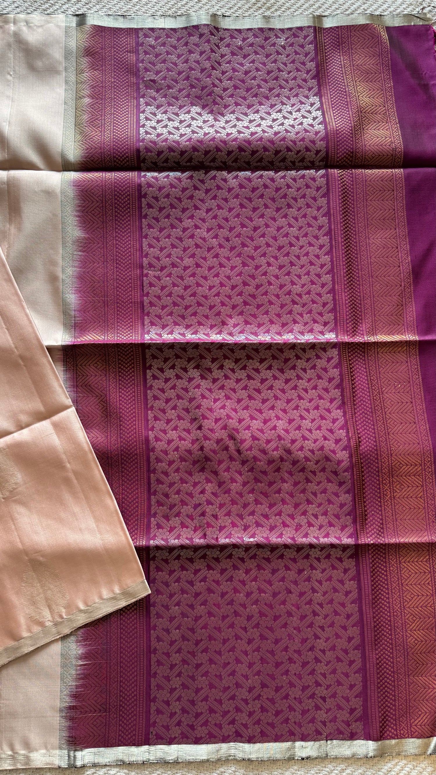 PURE SOFT SILK SAREE PSB37-PEACH WITH WINE