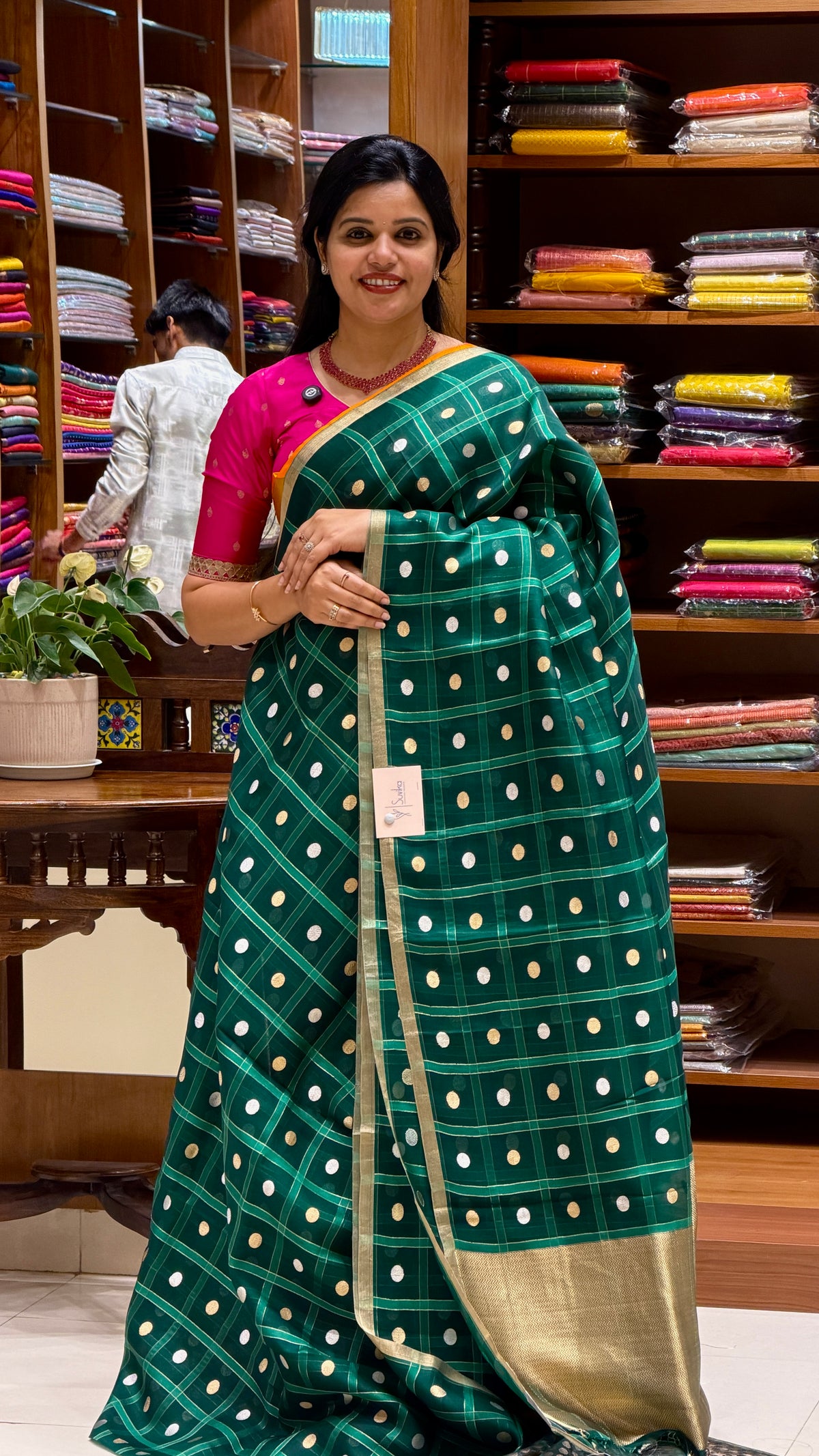 PURE BANARASI SILK PSGM457-BOTTLEGREEN