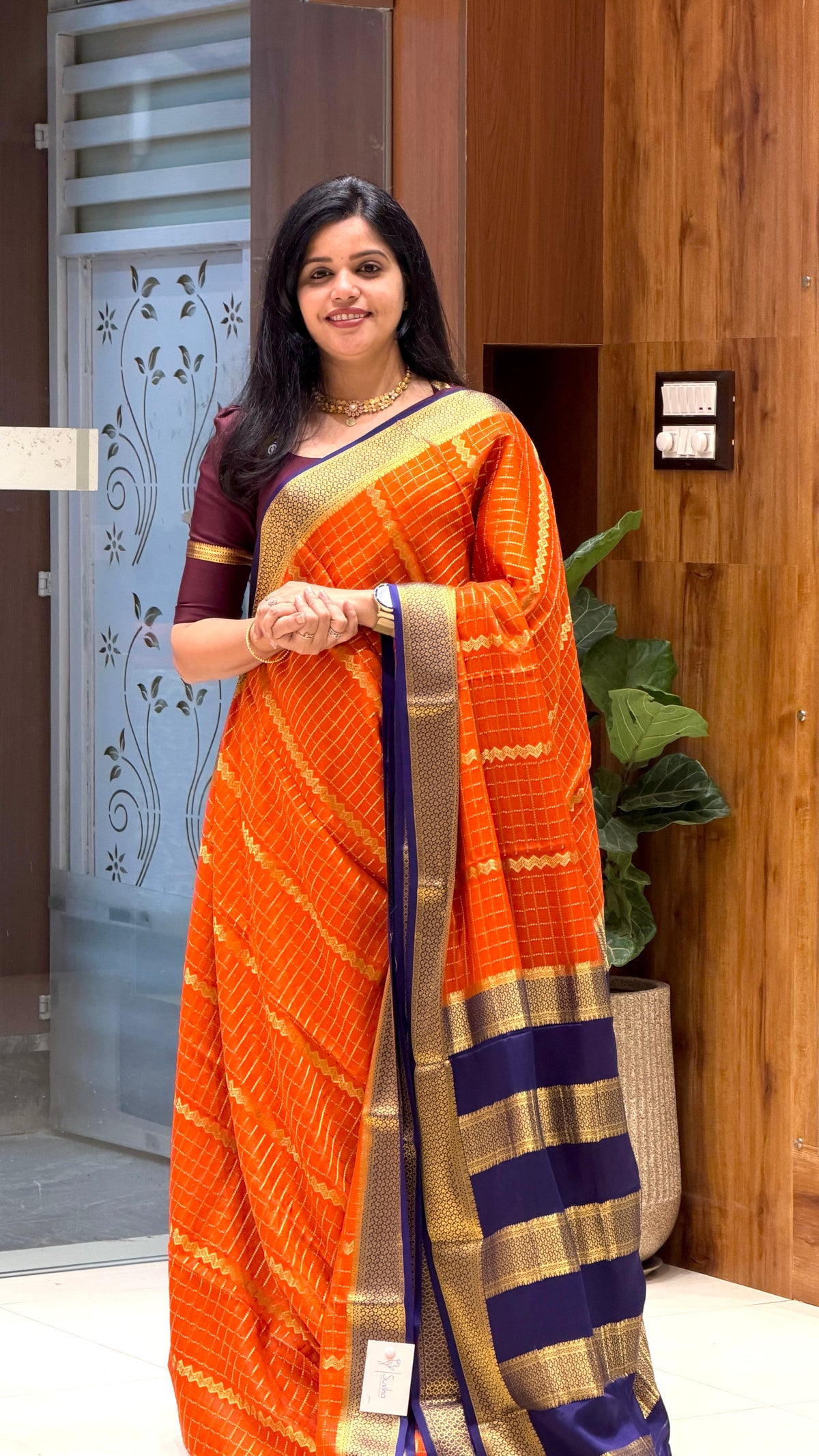 PURE MYSORE CREPE PSUV283-ORANGE