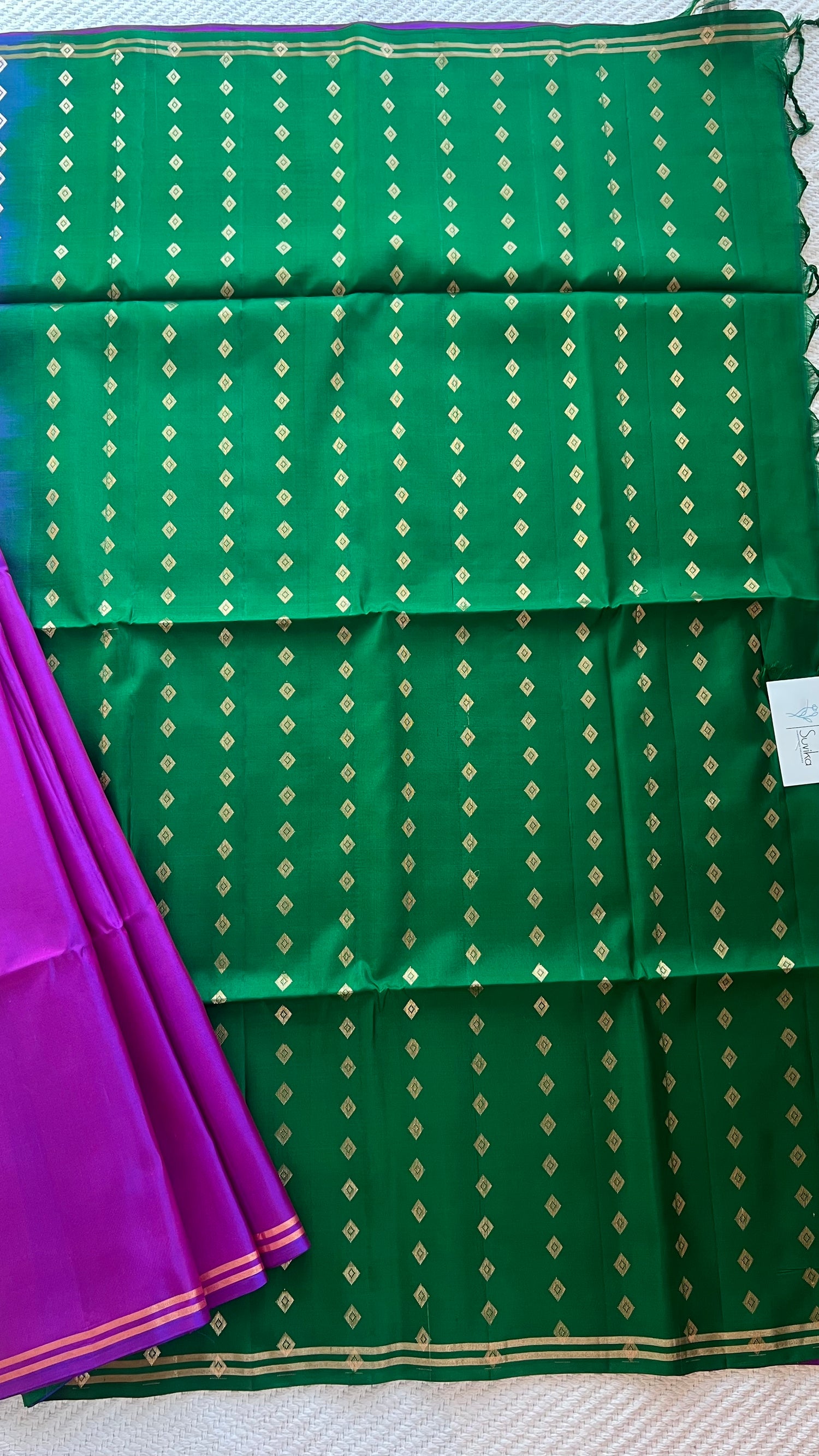 PSUV125 - MAGENTA WITH BGREEN PURE SOFT SILK SAREE