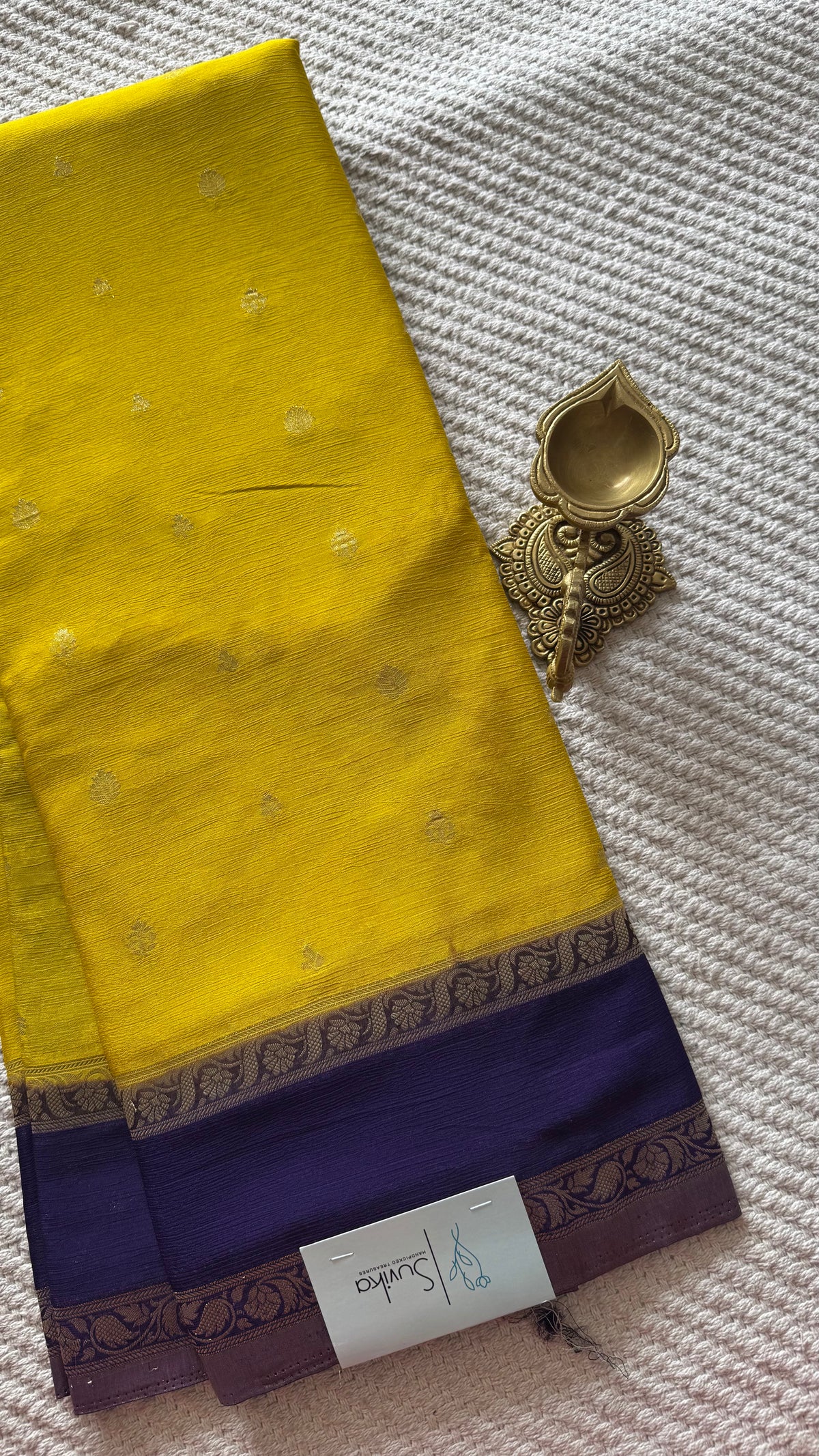 CREPE SILK SUV5740-MUSTARD WITH BLUE