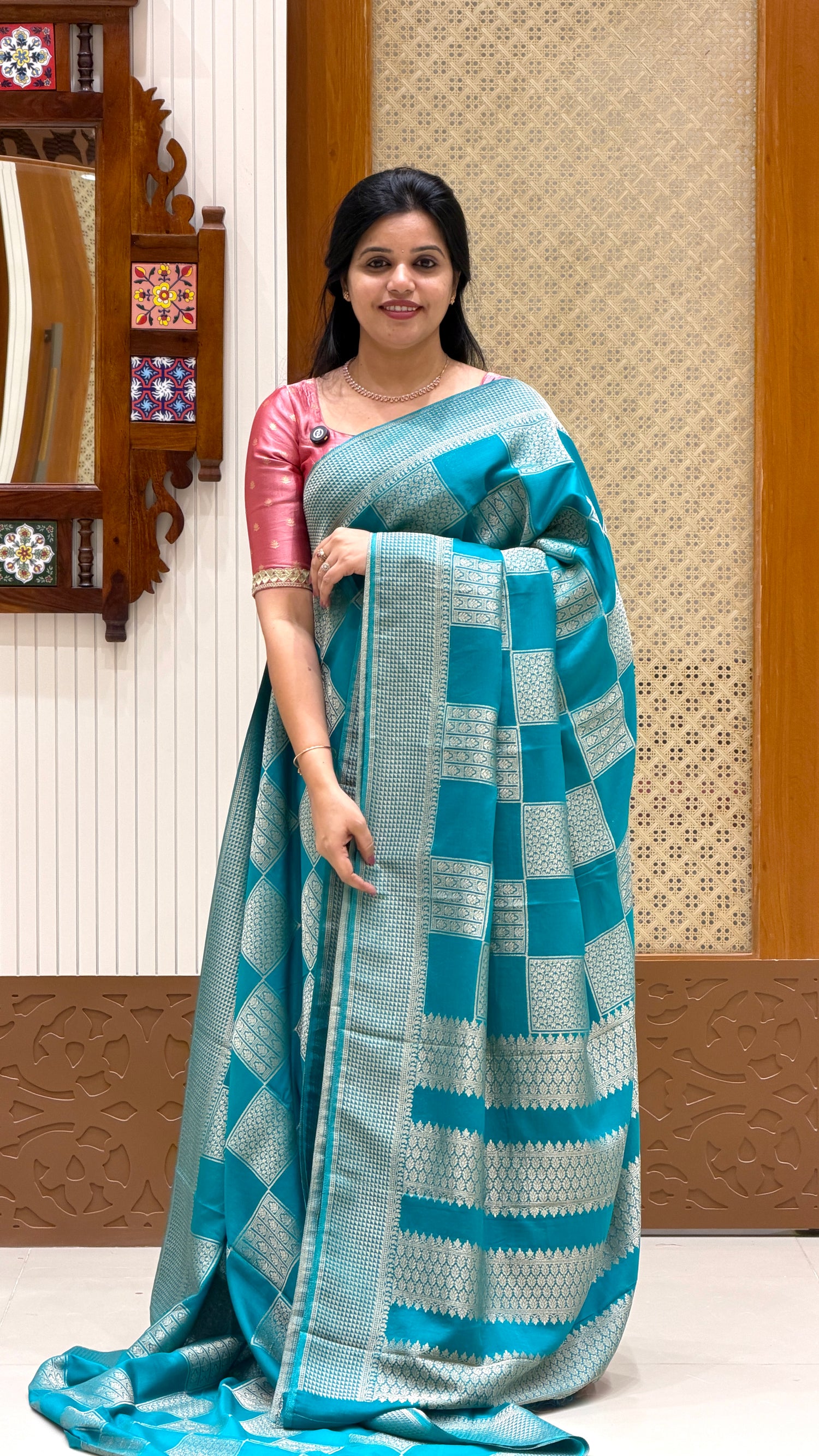 SUV4393-RAMABLUE Banarasi georgette