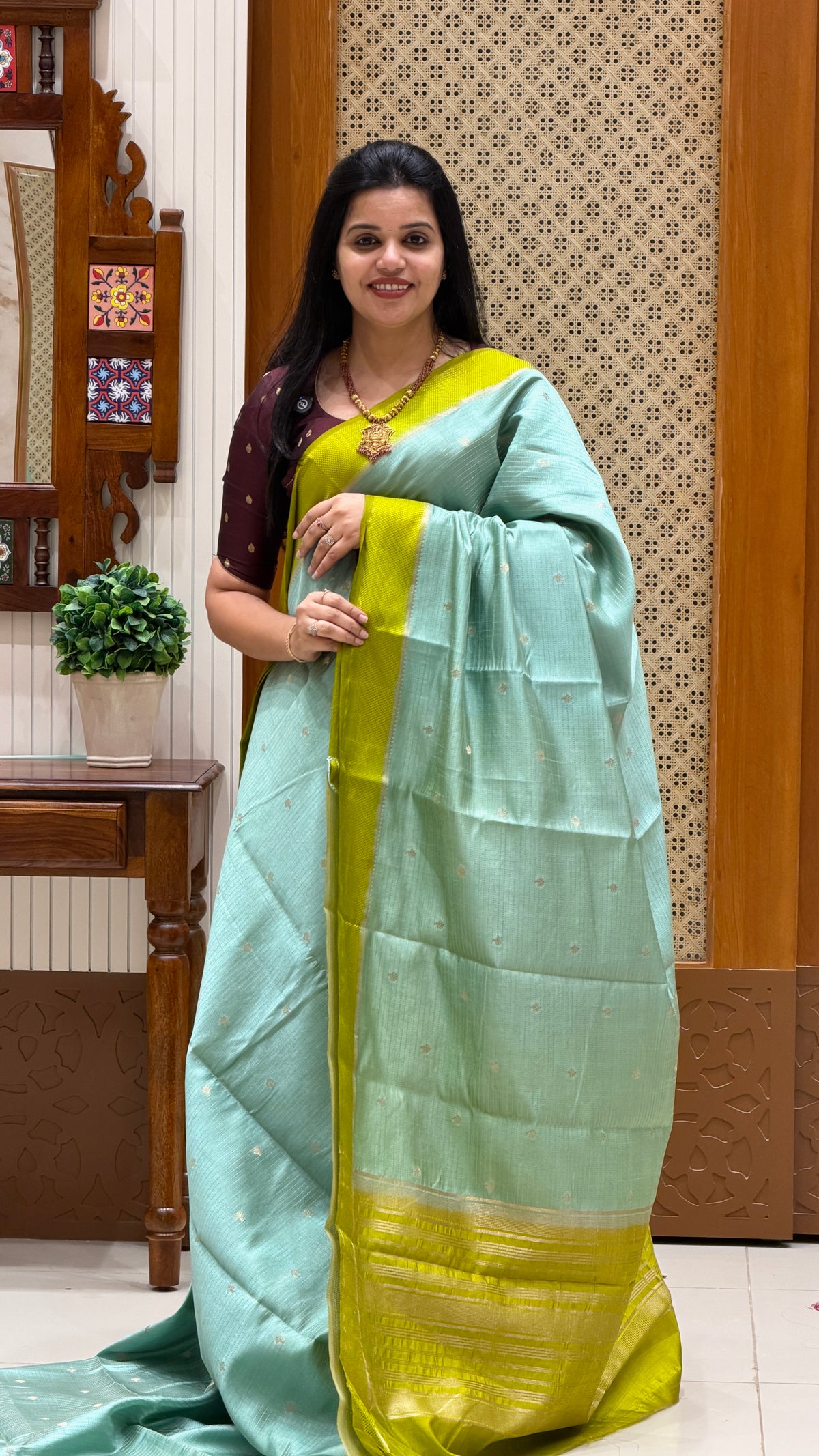 TUSSER SILK SAREE  SUV5859-SEAGREEN