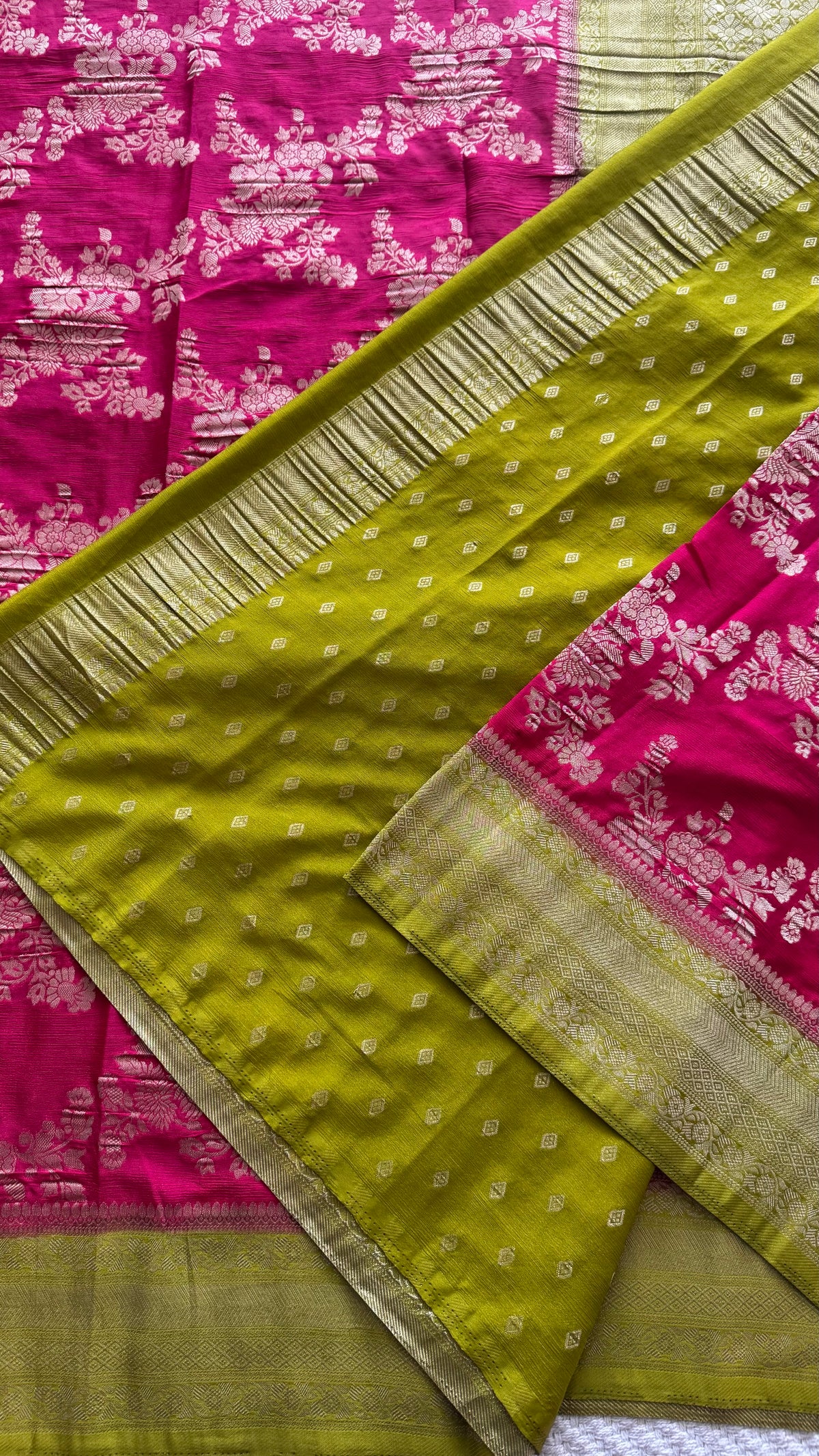 BANARASI SILK SUV5741-PINK WITH PARROTGREEN