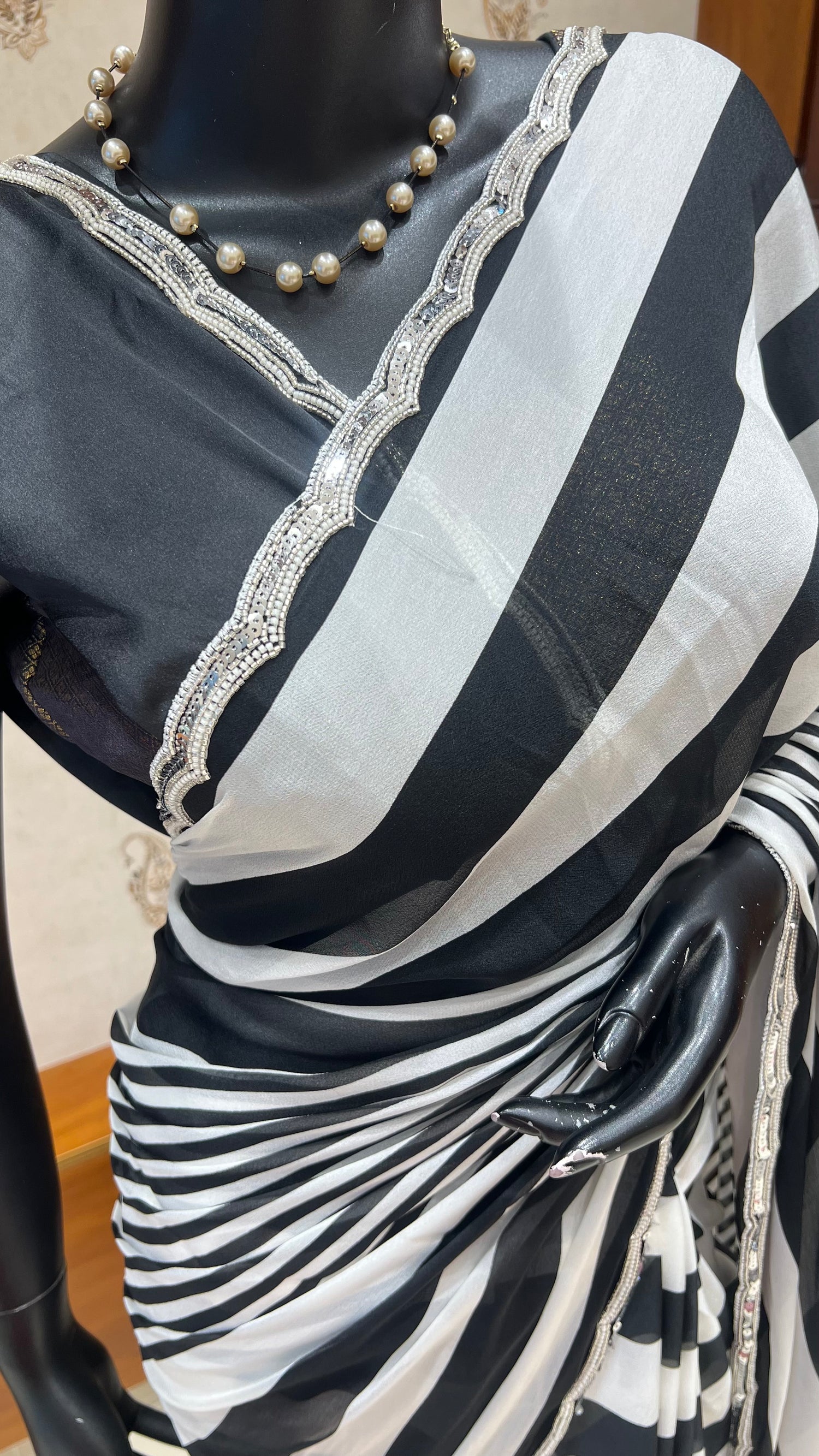 SEMI GEORGETTE SILK SAREE SUV5308-BLACK