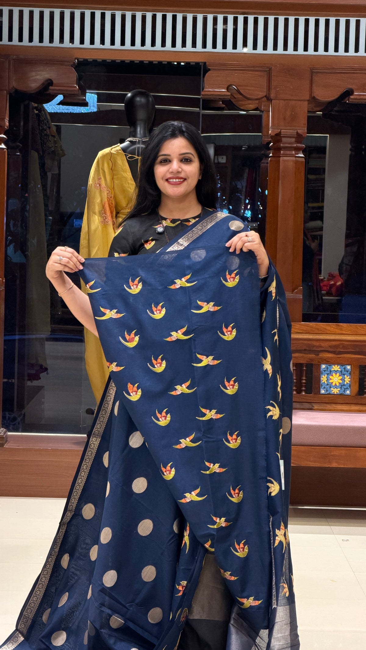 VISCOSE TUSSER SUV4745-NAVYBLUE