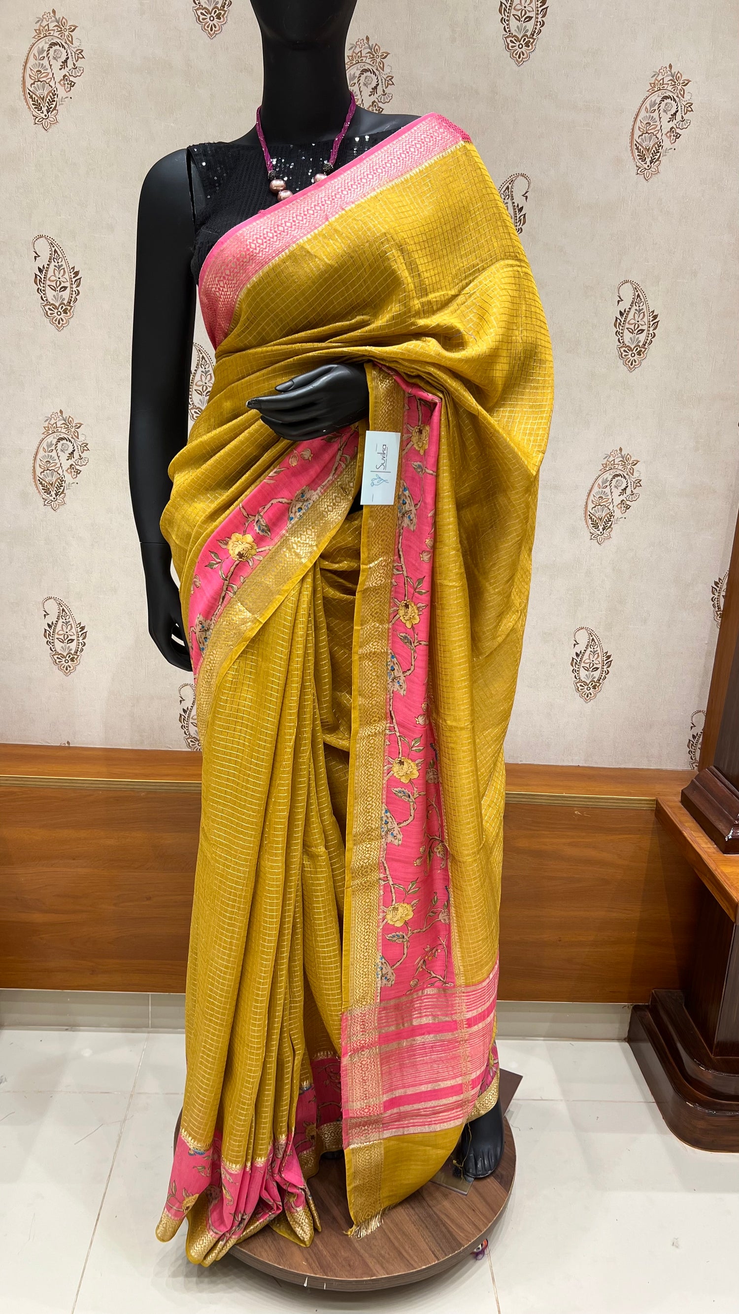 SUV2717-MUSTARD WITH PINK