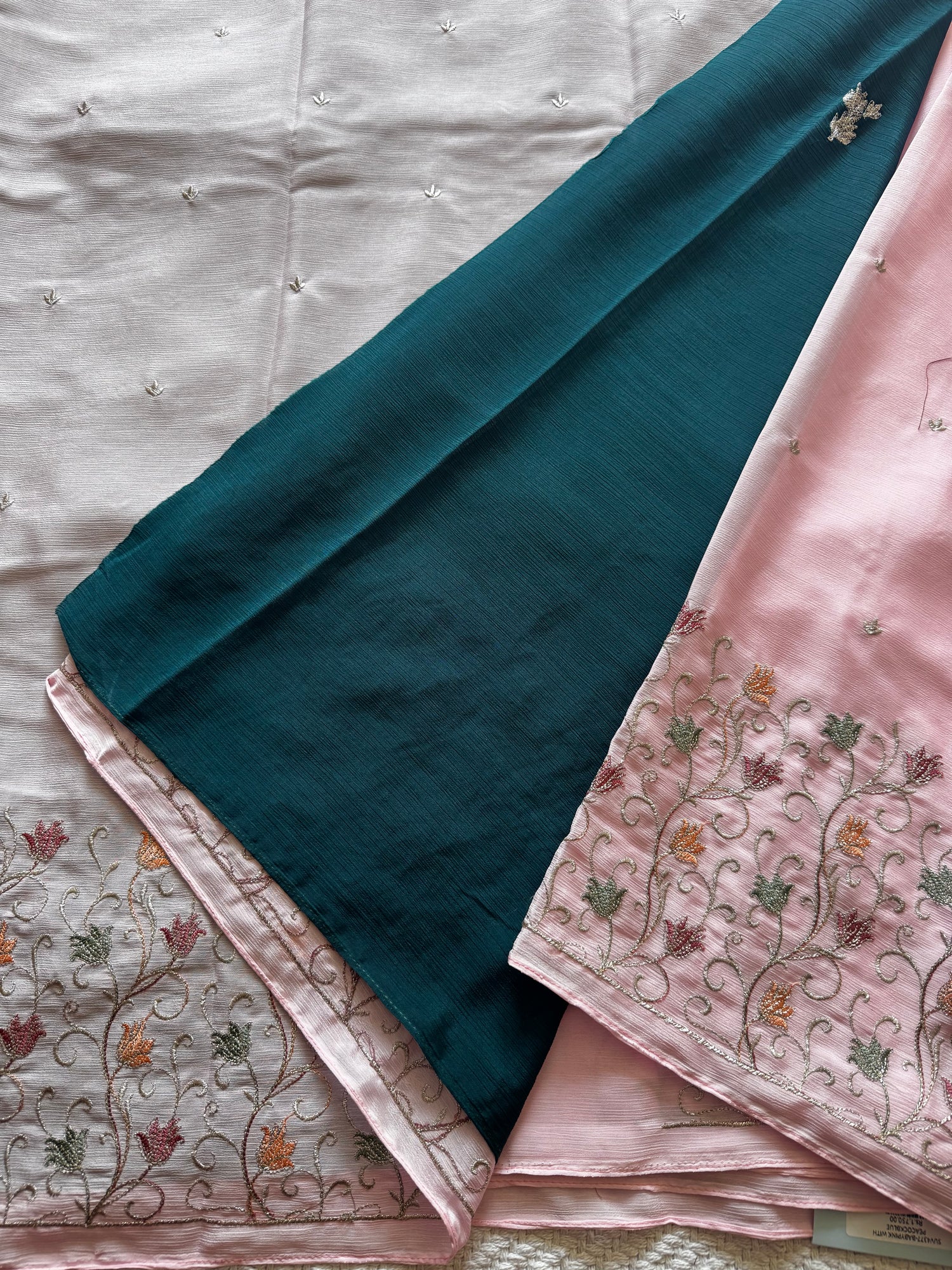 SUV4377-BABYPINK WITH PEACOCKBLUE