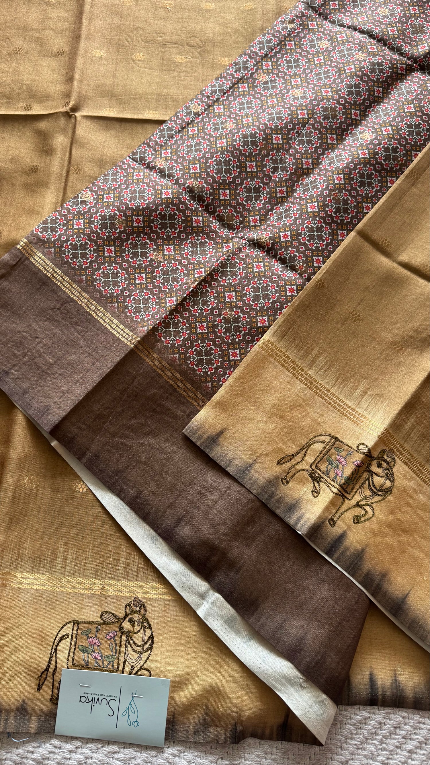 TUSSER SILK SAREE SUV5576-MUSTARD