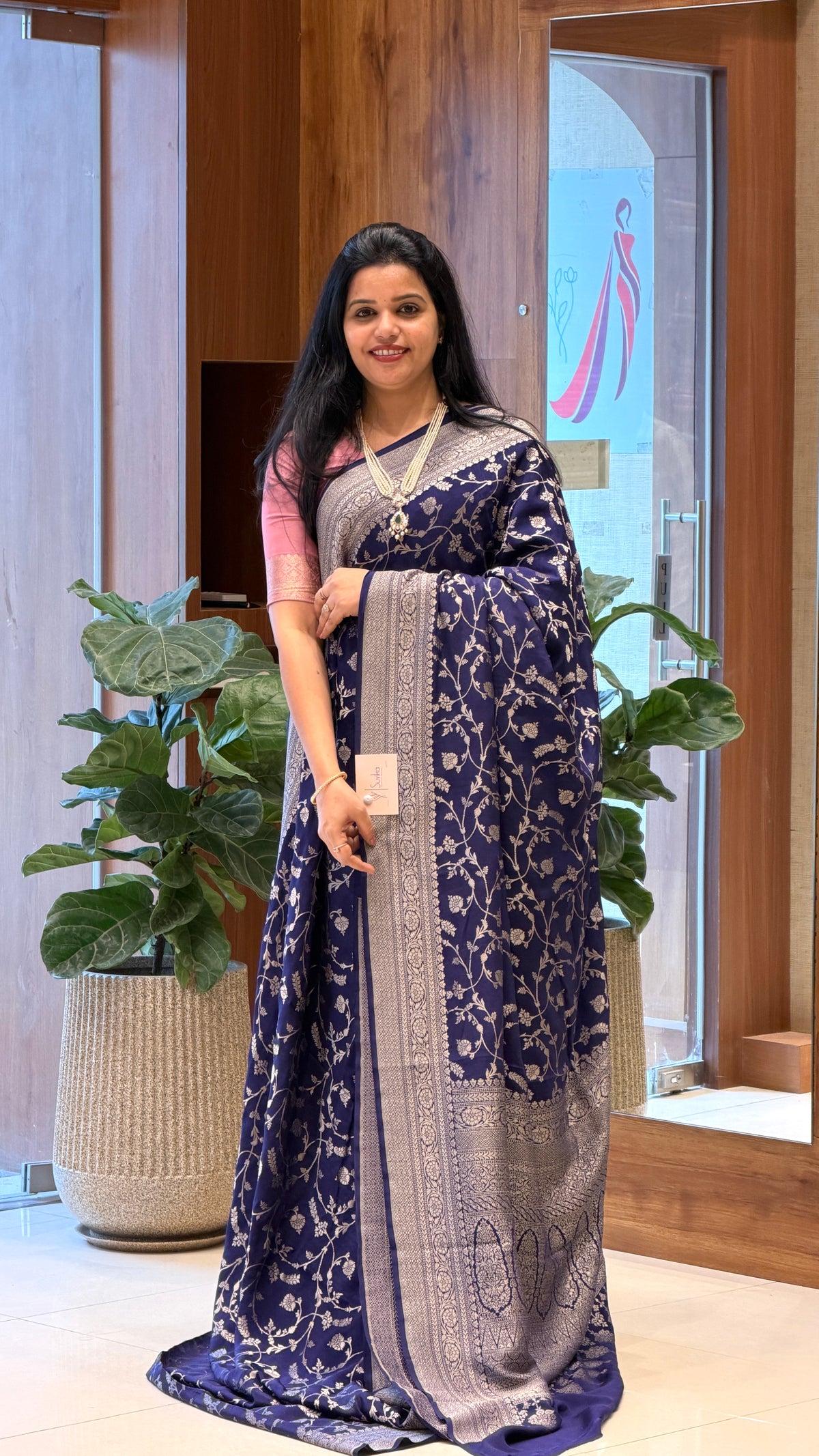 PURE BANARASI CREPE SAREE PSB534-BLUE