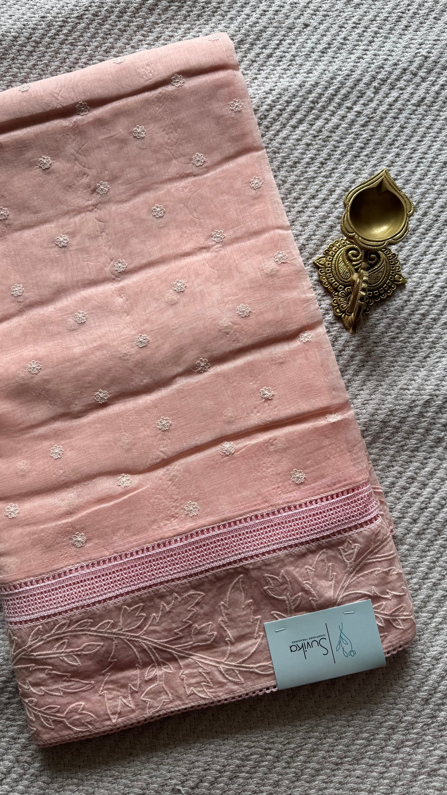 PURE MUL CHANDERI SAREE SUV5351-PEACH