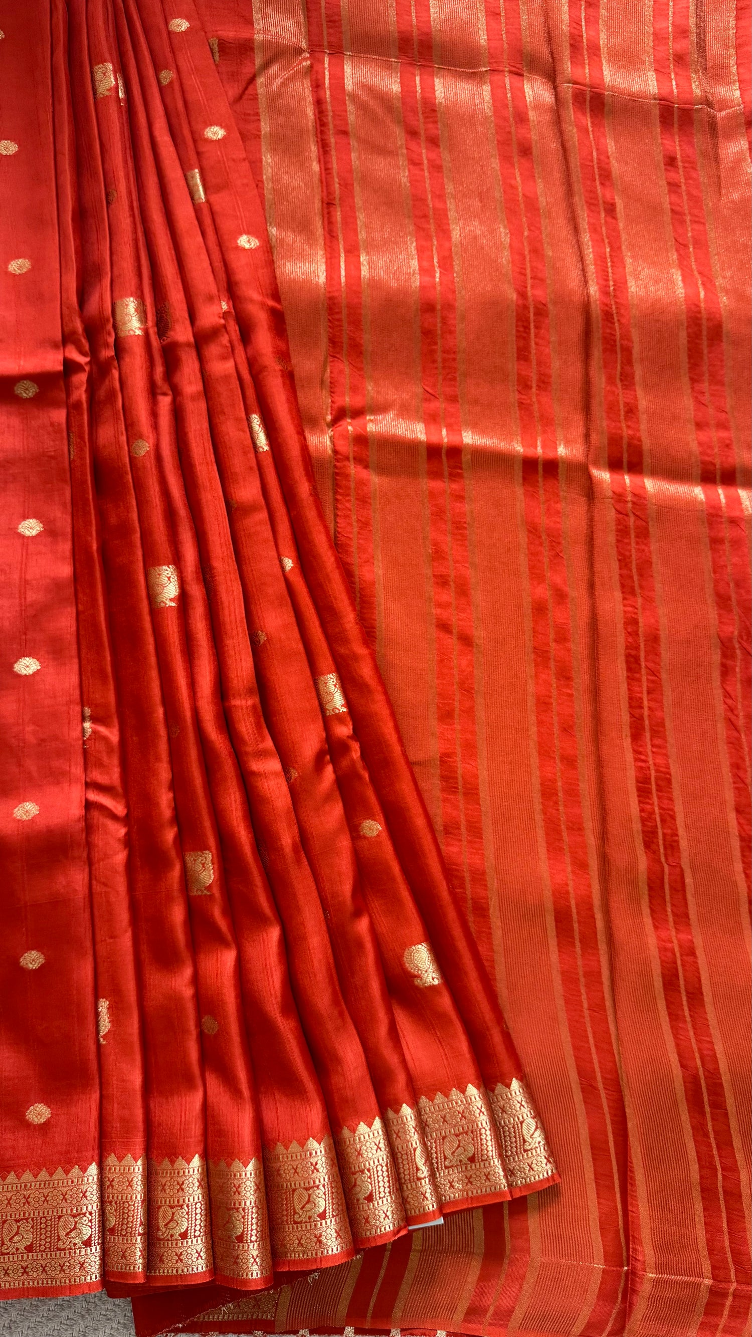 SEMI MYSORE CREPE SILK SAREE SUV5469-ORANGE