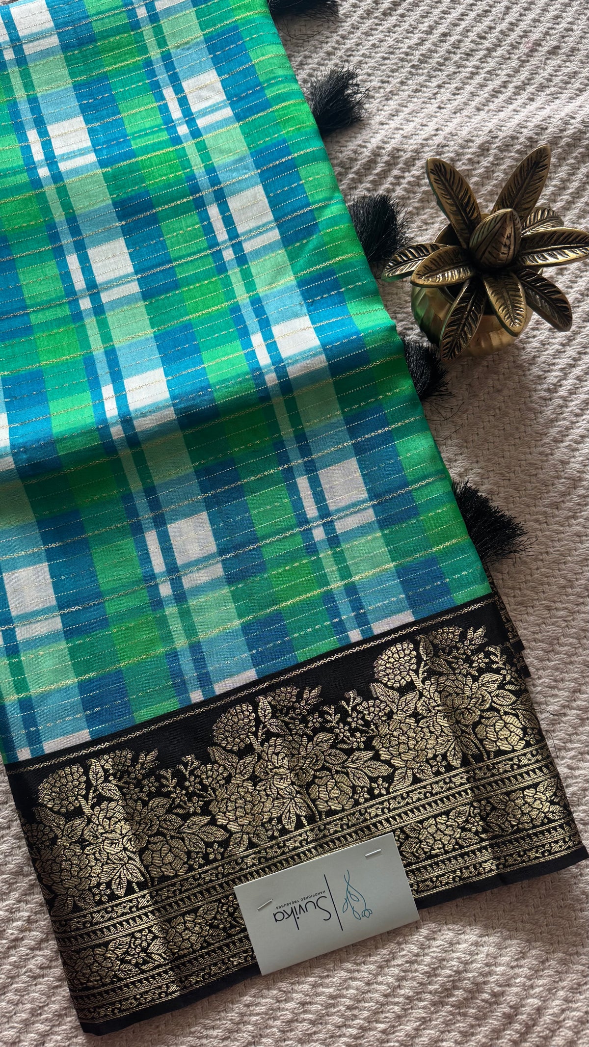 CHECK SAREES SUV5879-BLUE