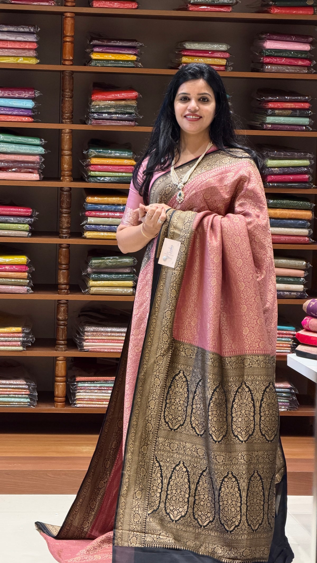 PURE BANARASI CREPE SAREE PSJV274-ONIONPINK