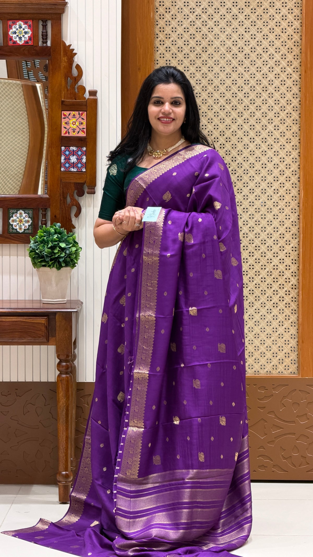 SEMI MYSORE CREPE SILK SAREE SUV5469-PURPLE