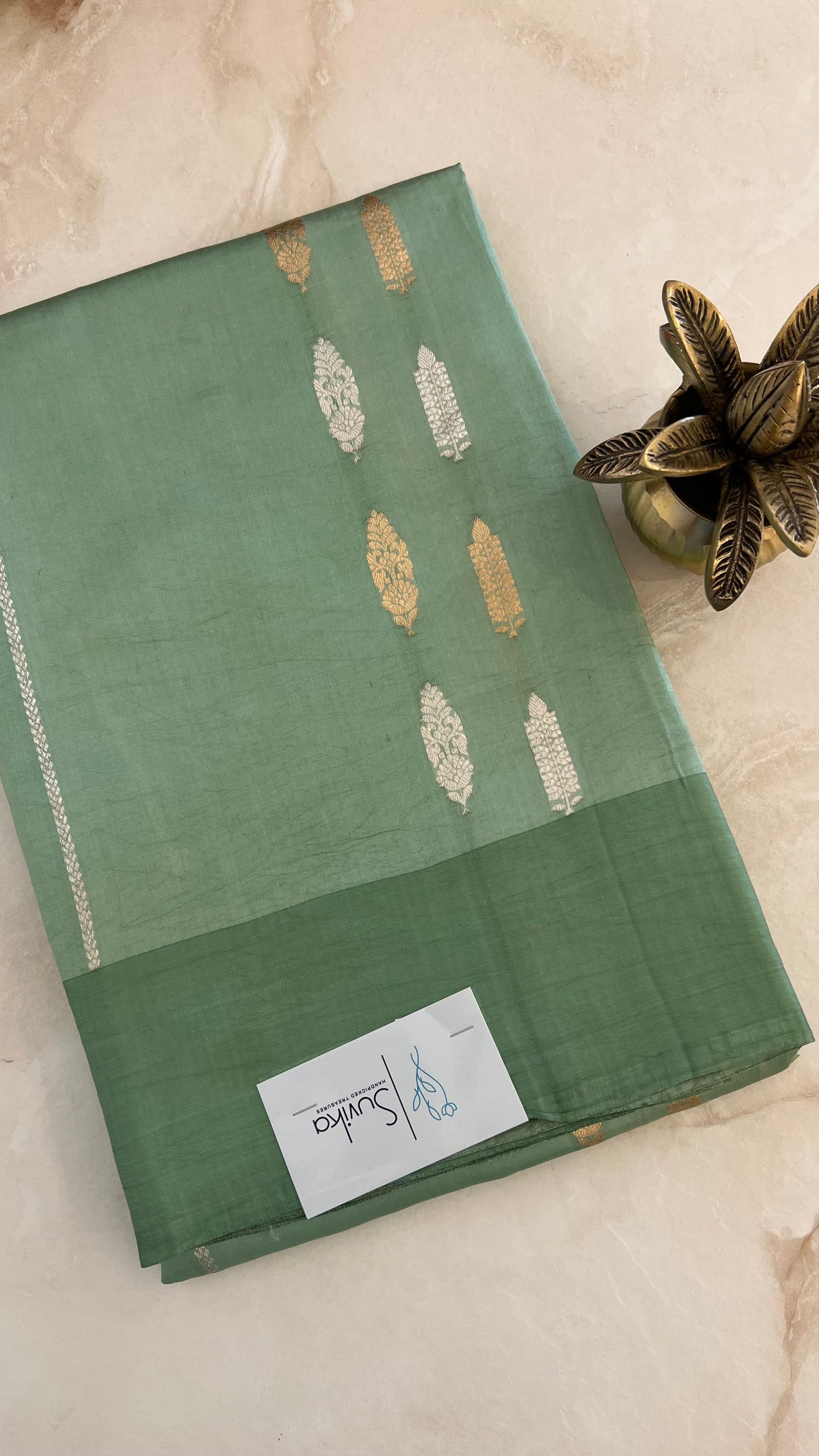 PSUV244-PISTA PURE MANGO SILK SAREE