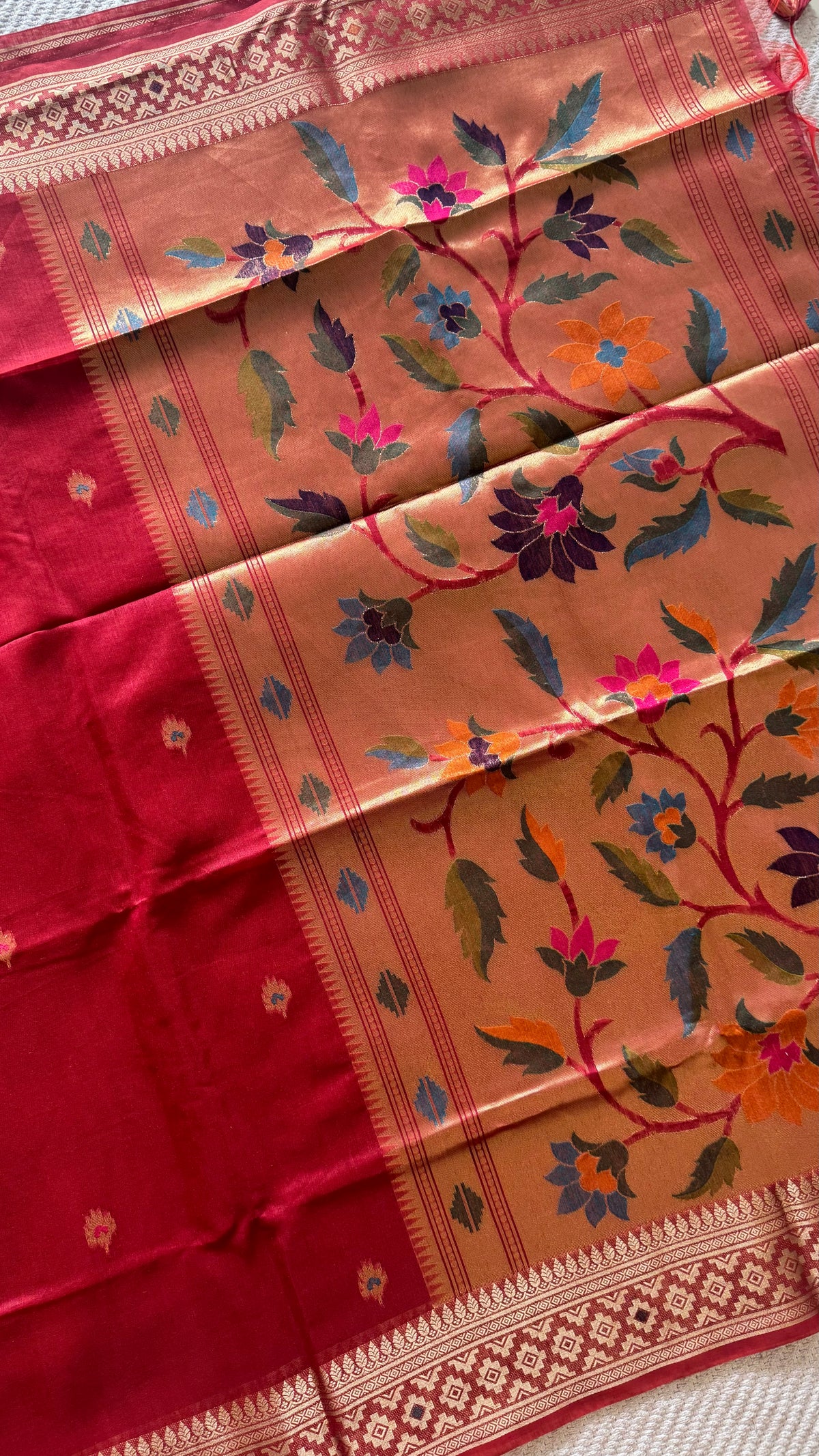 TUSSER COTTON SAREE SUV5957-RED