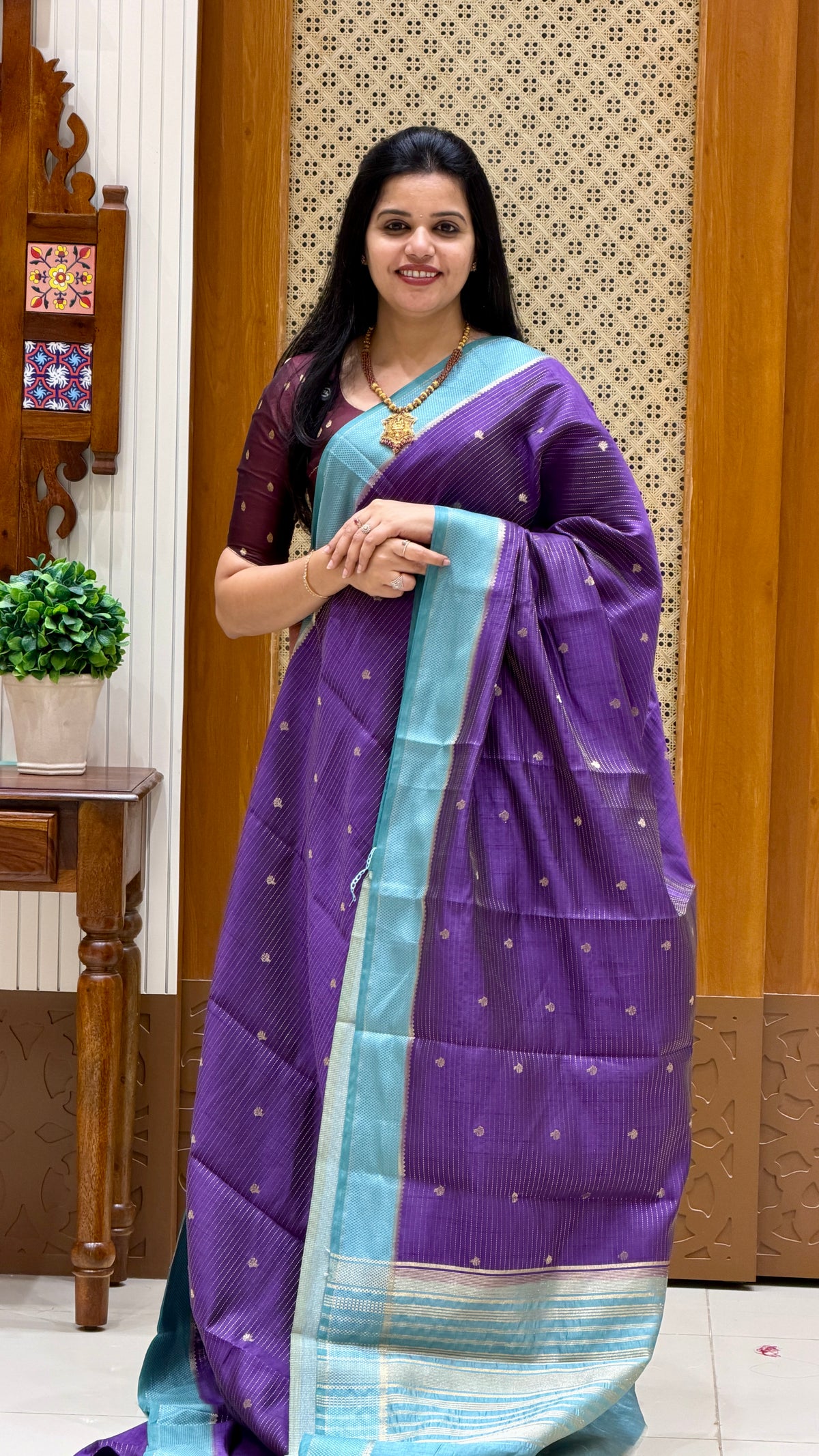 TUSSER SILK SAREE  SUV5859-PURPLE