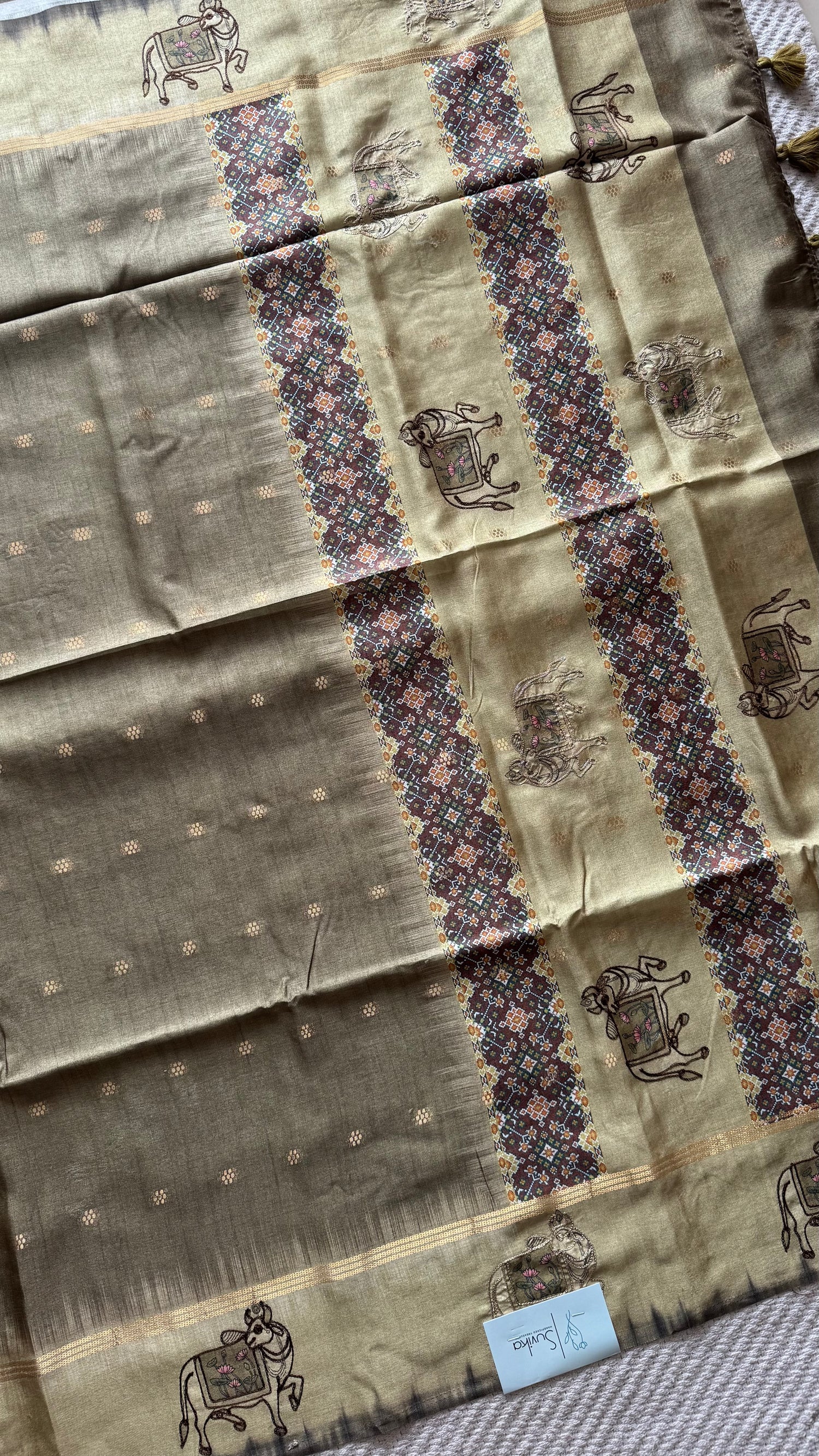 TUSSER SILK SAREE SUV5576-GREEN