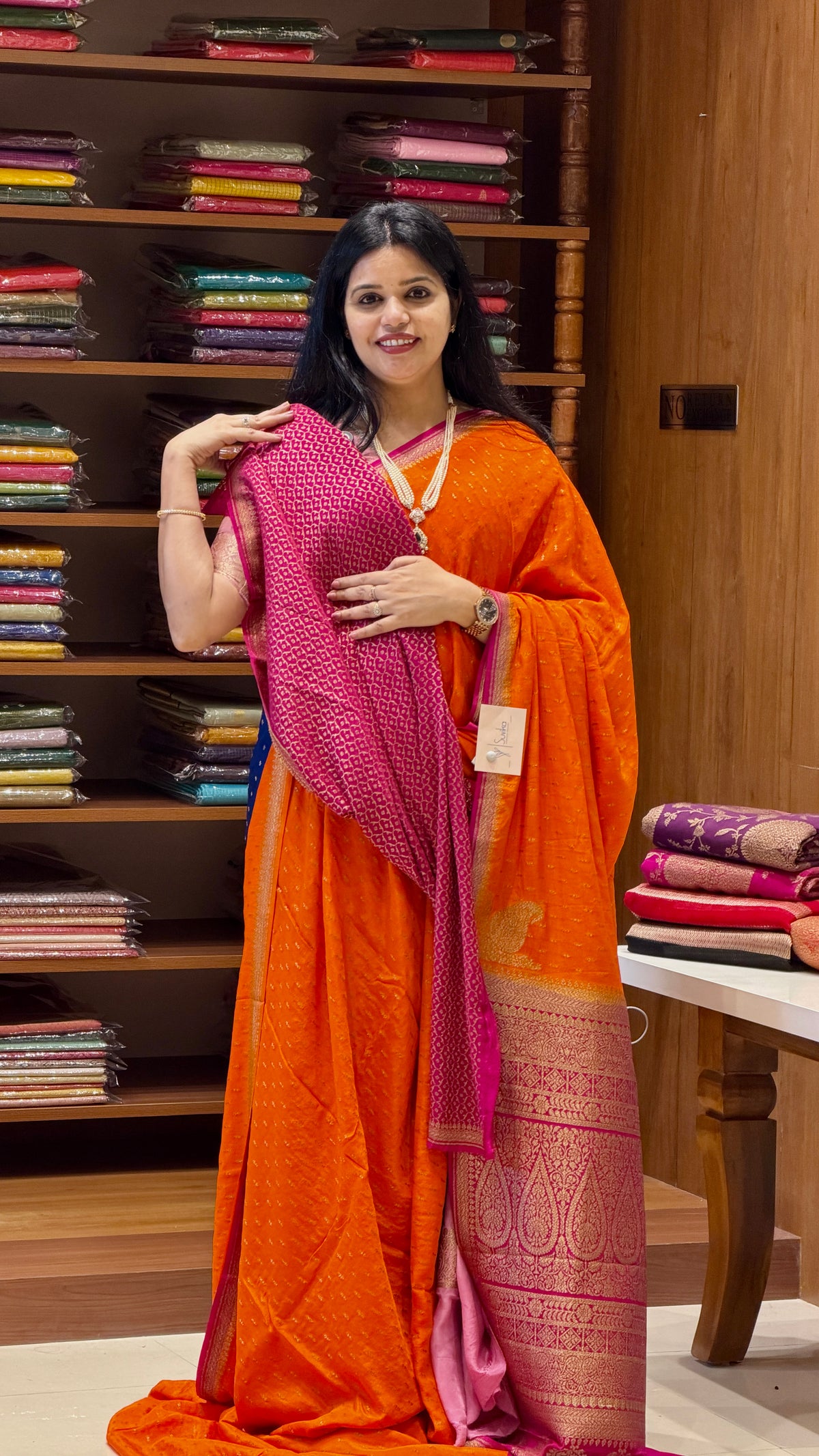 PURE CREPE SILK SAREE PSM56-ORANGE