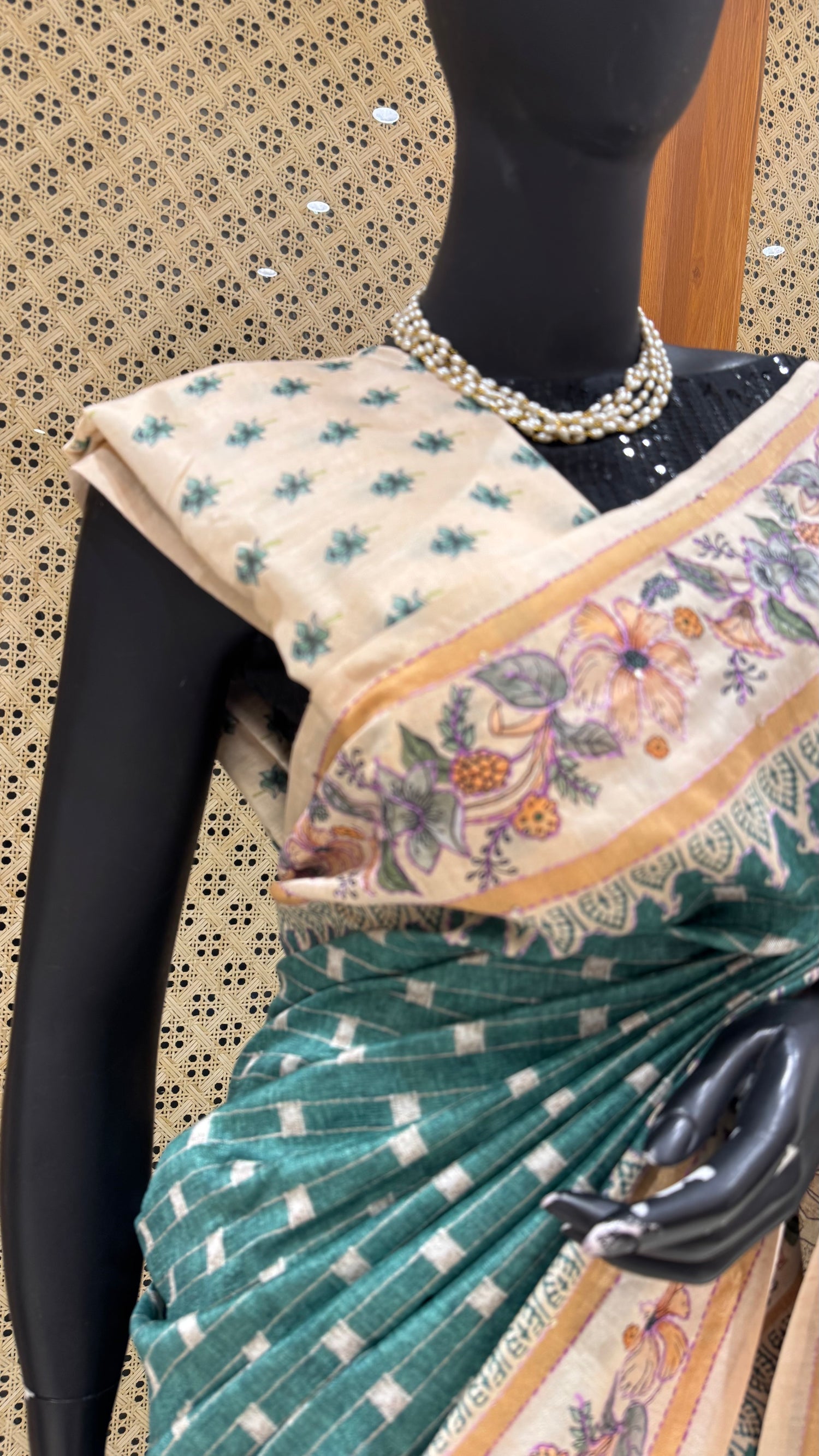 TUSSER SILK SAREE SUV5555-SEAGREEN