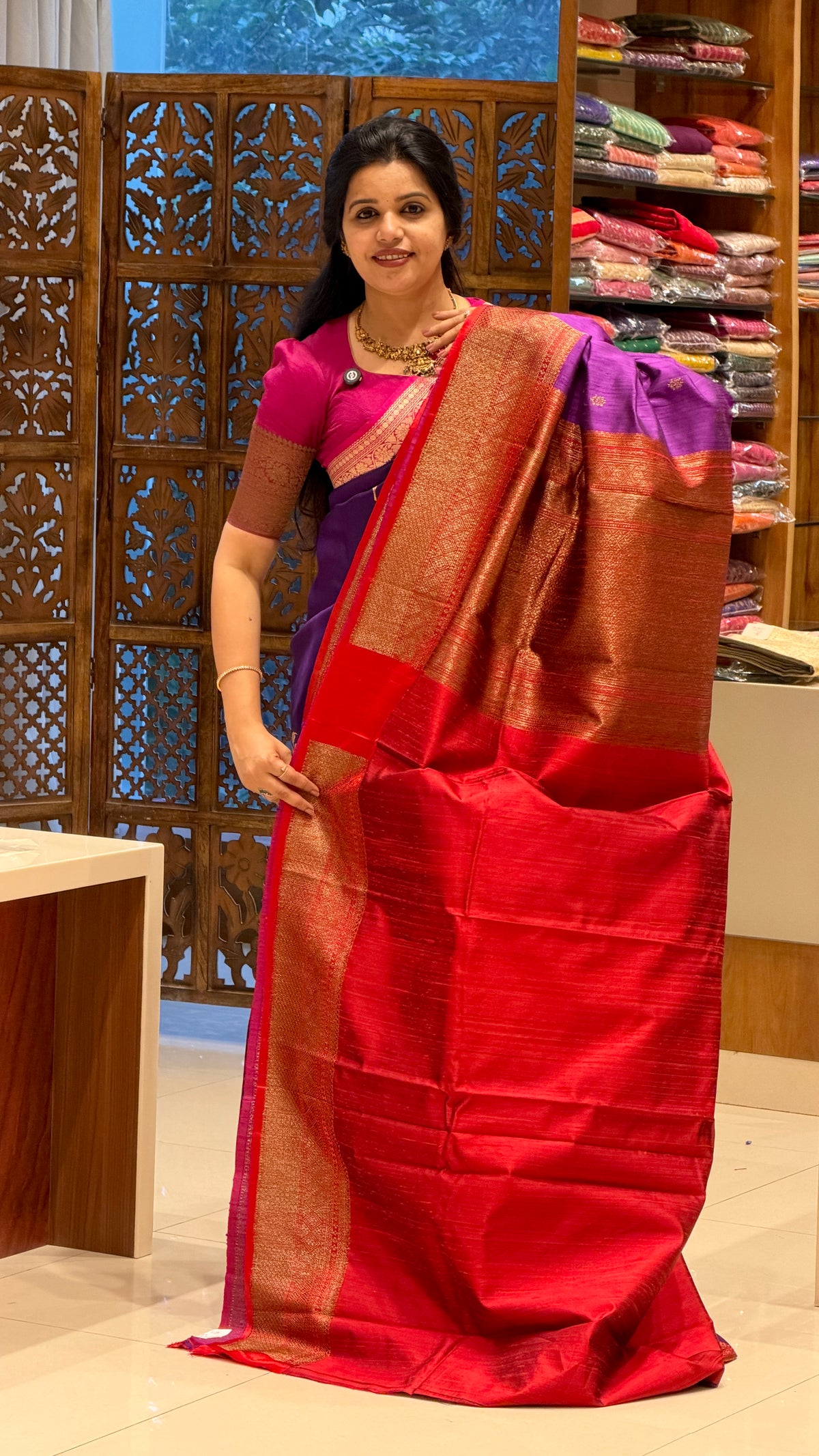 PURE BANARASI DUPION SILK PSBS187-PURPLE