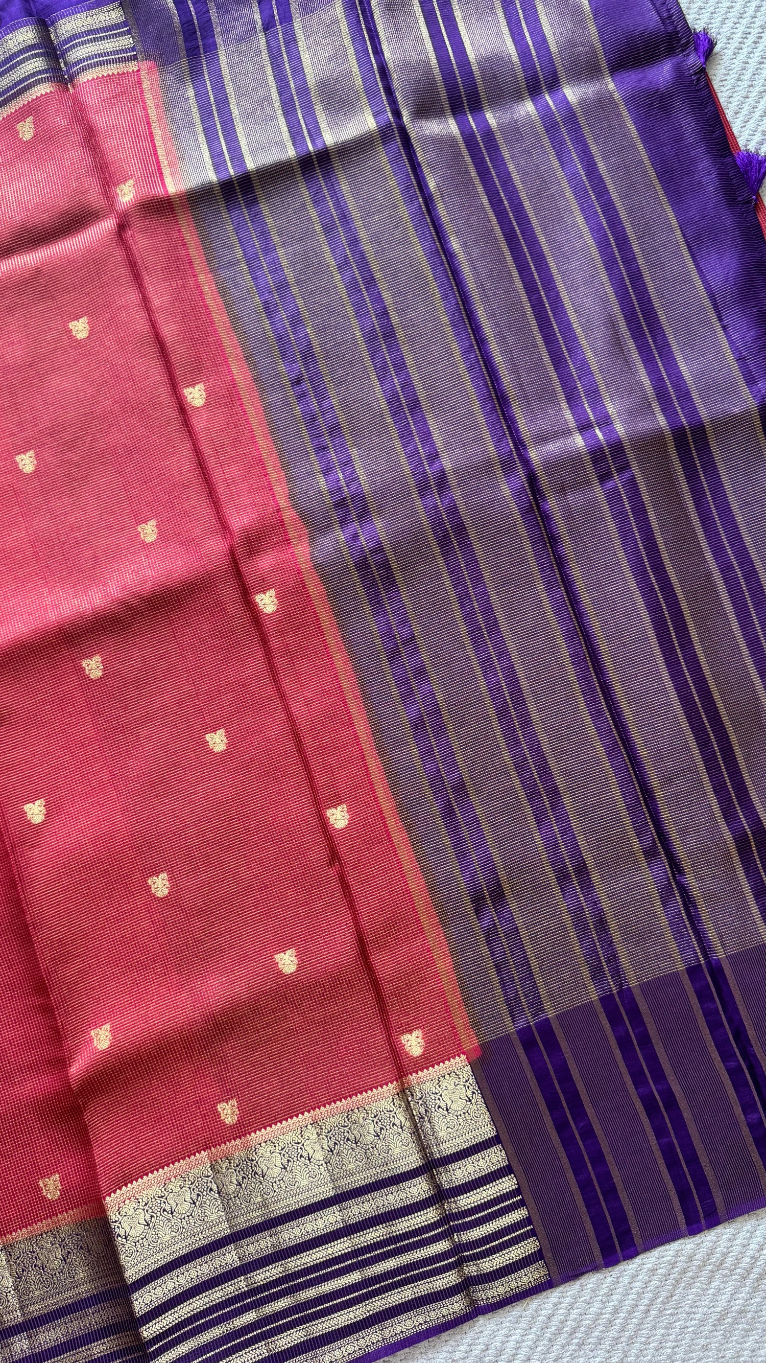 CREPE SILK SAREE SUV5455-RED WITH PURPLE