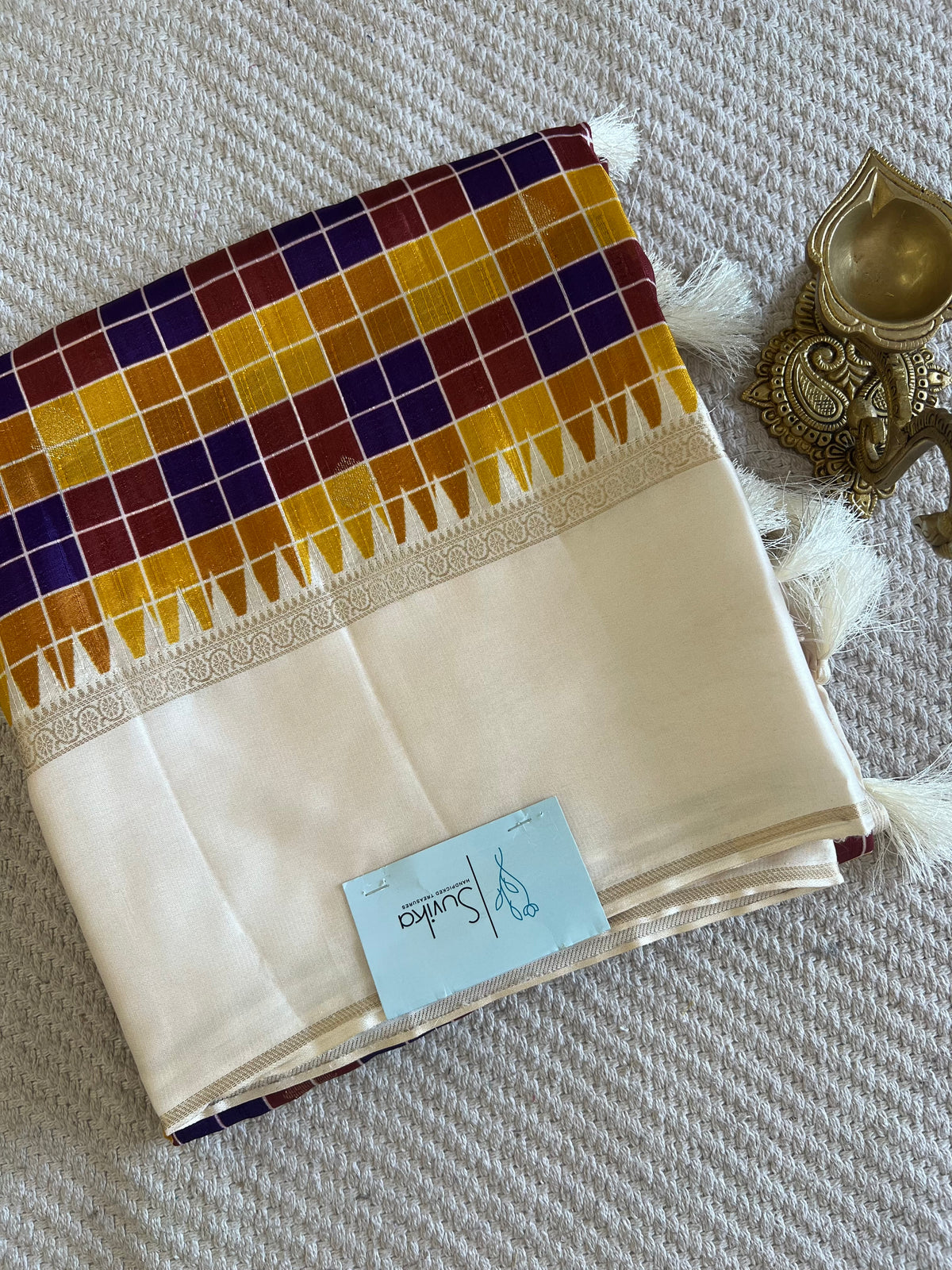 CHECKS101 CREPE SILK SUV5817-YELLOW