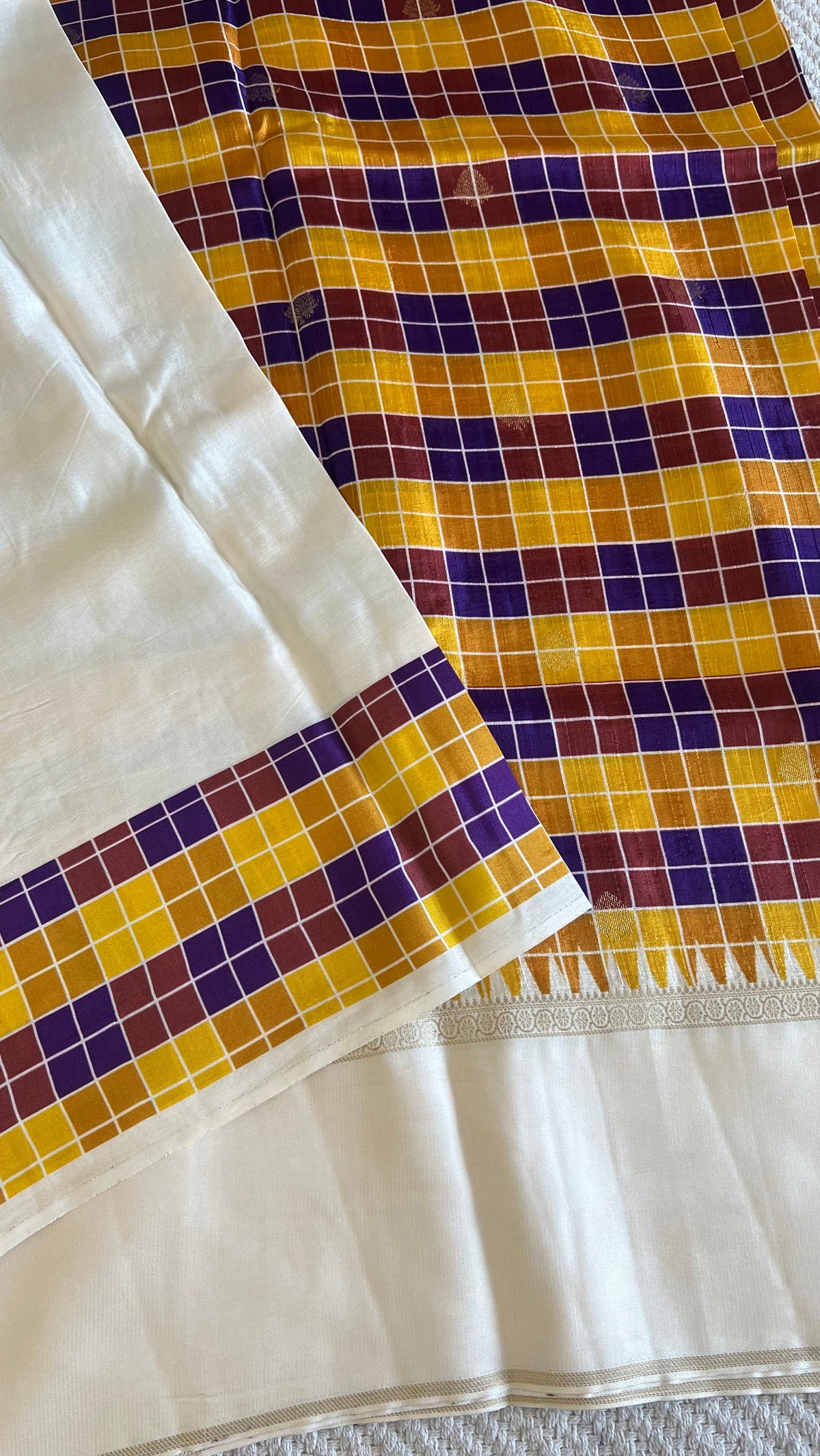 CHECKS101 CREPE SILK SUV5817-YELLOW