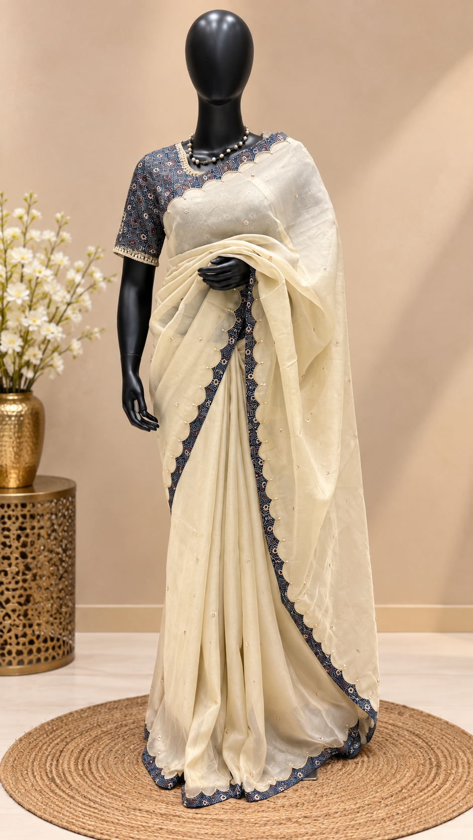SUV4641-BEIGE WITH BLUE