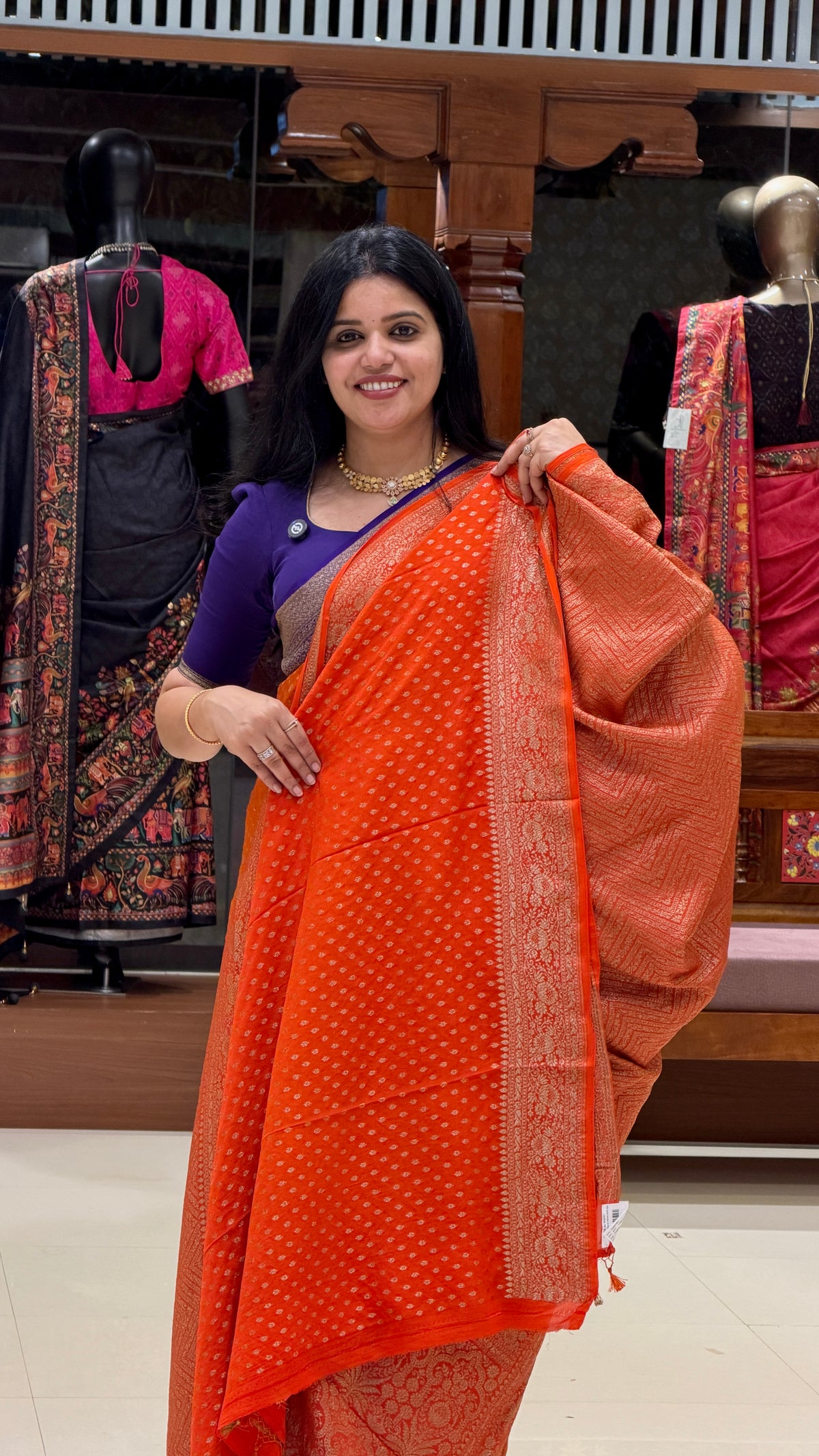 PURE BANARASI CREPE PSGM487-ORANGE