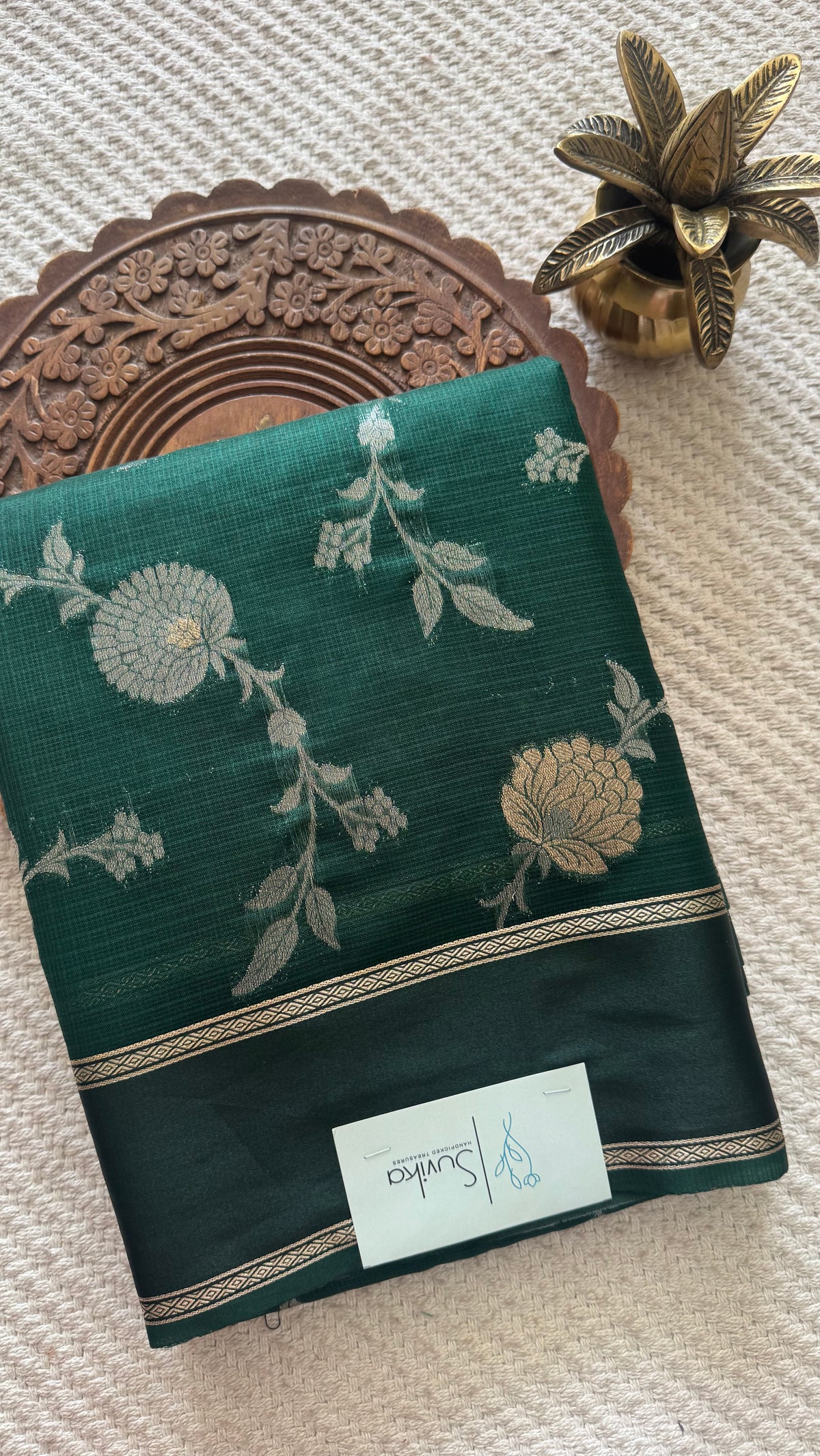 KOTA SILK SAREE SUV5889-BOTTLEGREEN