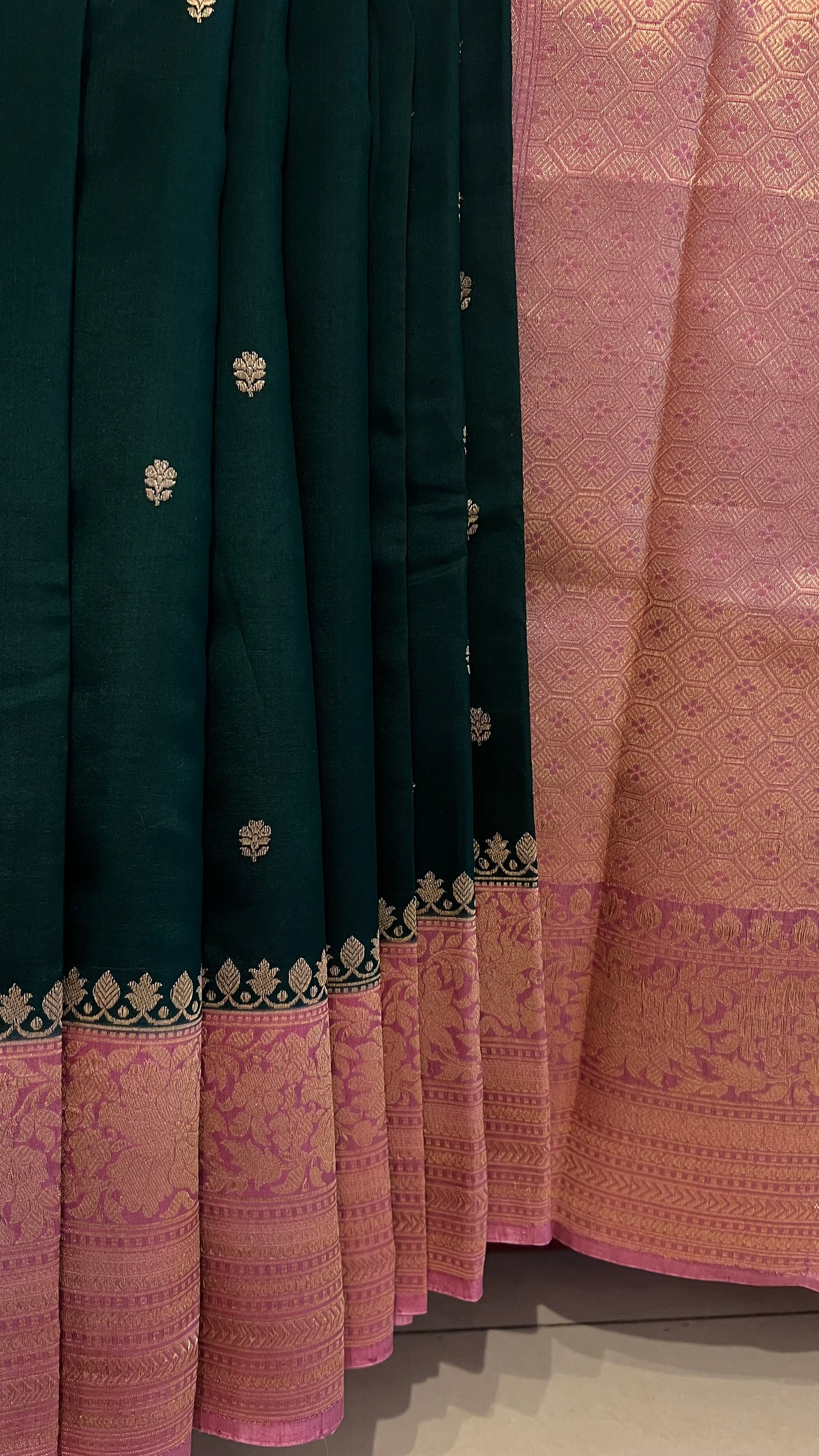 PURE BANARASI SILK PSGM453-BOTTLEGREEN