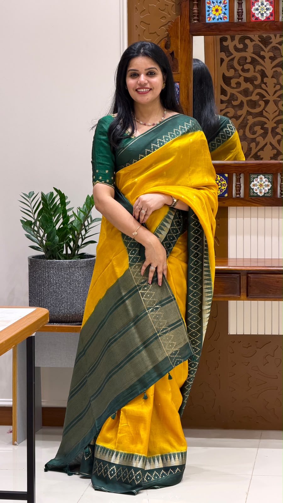 TUSSER CREPE SILK SAREE SUV6089-MUSTARD