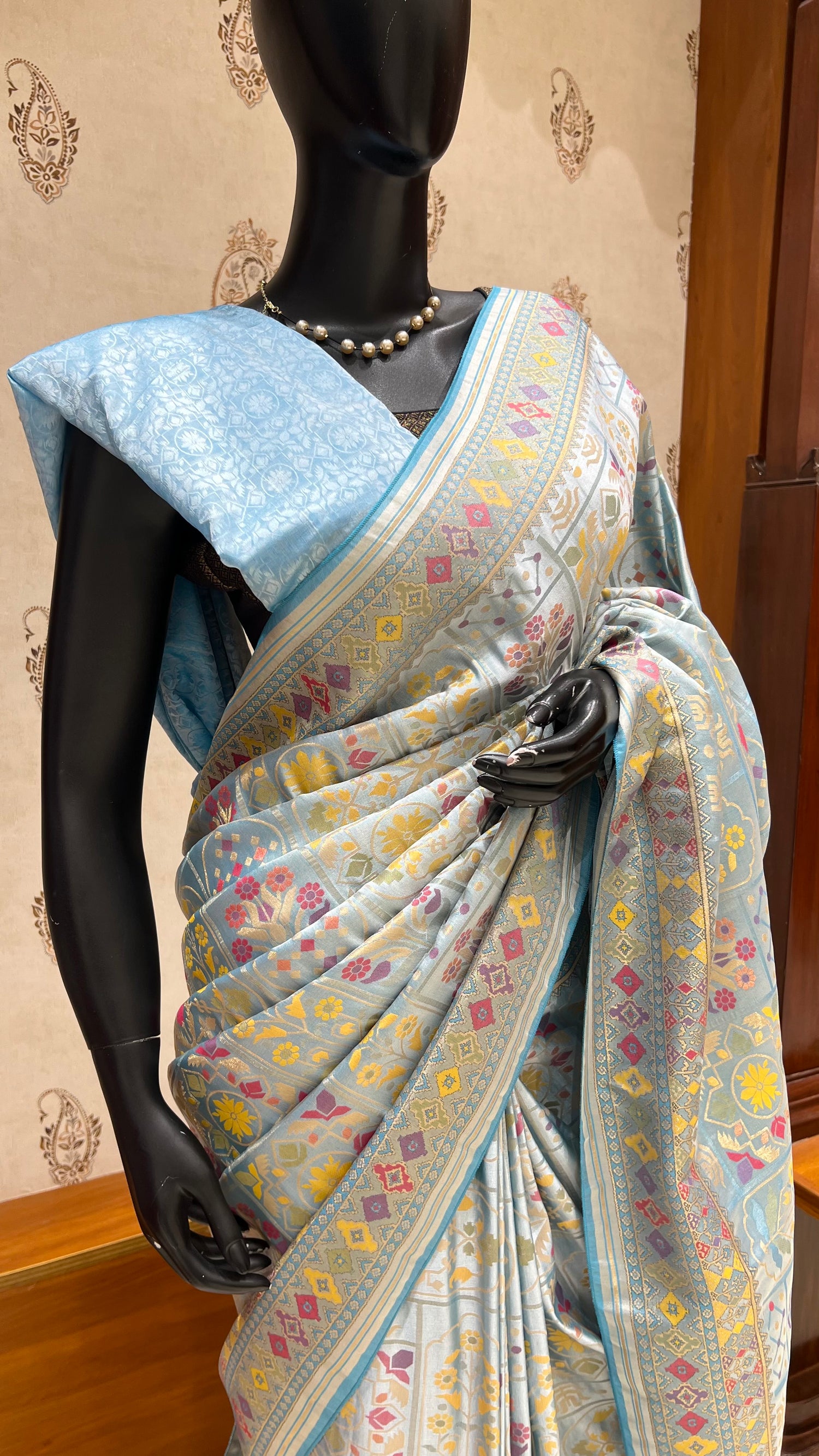 SATIN CREPE SAREE SUV5462-BABYBLUE