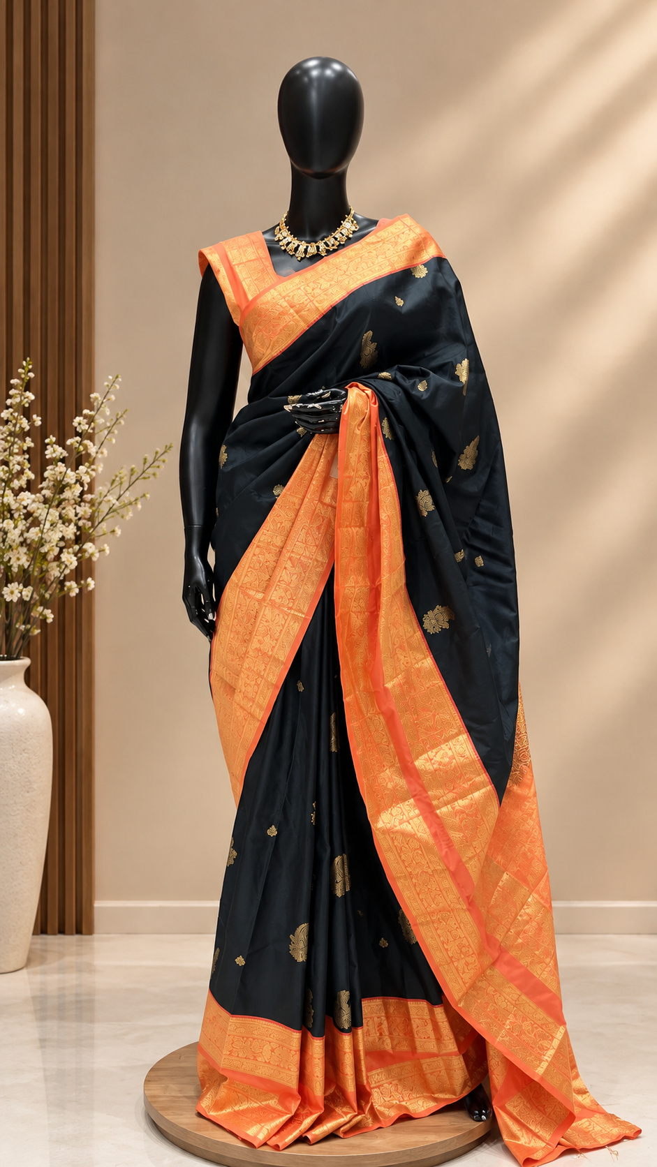 SEMI KANJIVARAM SILK SUV5753-DARKGREEN WITH PEACH