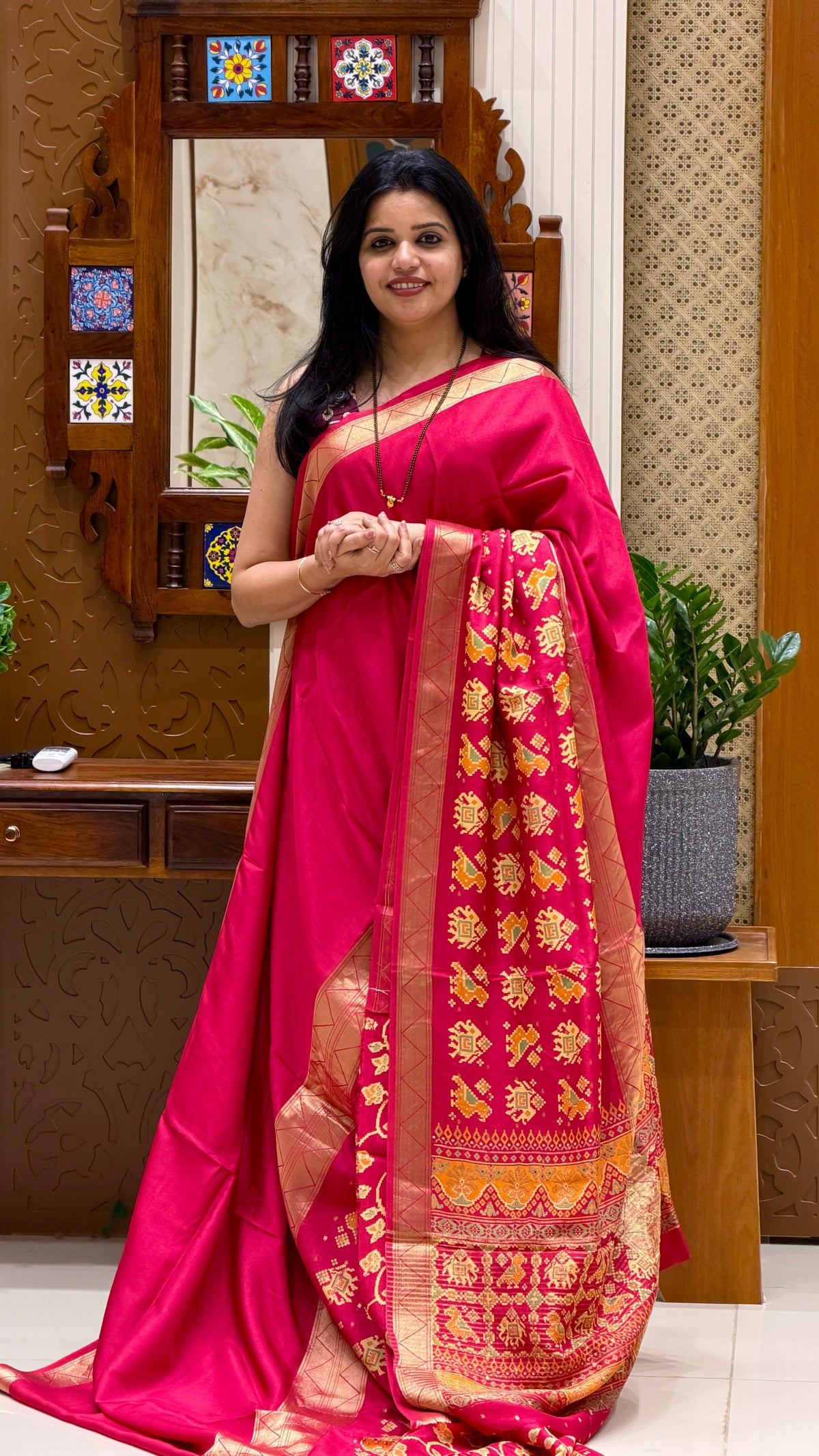 PRINTED CREPE SUV5779-DARKPINK