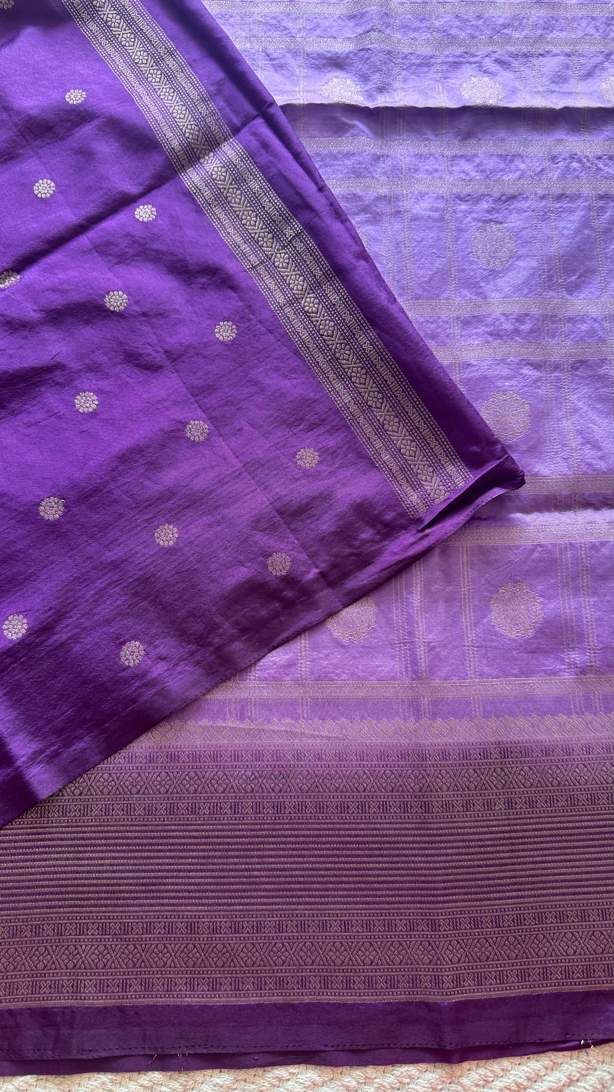Crepe tusser silk saree SUV5893-LAVENDER WITH PURPLE