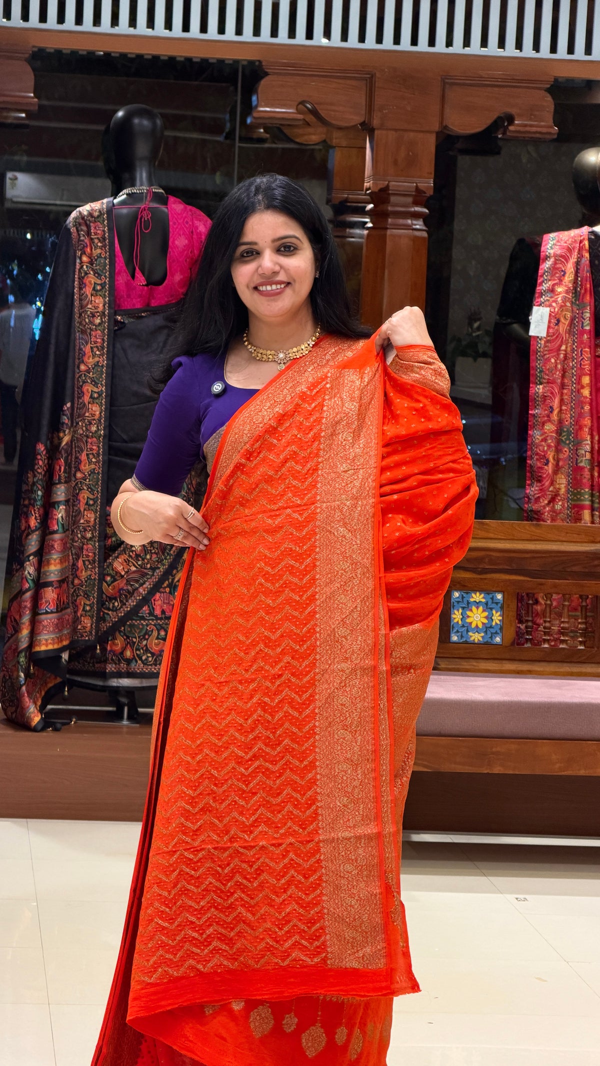 PURE BANARASI CREPE PSJV286-ORANGE